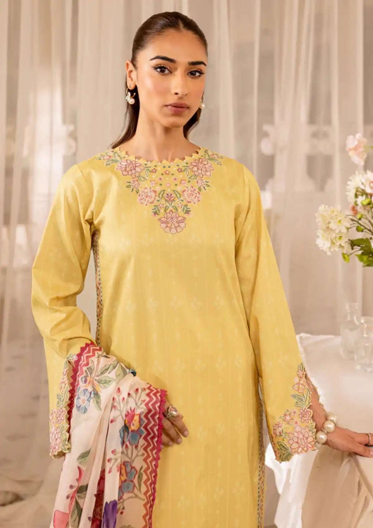 Farasha Seraya Emb Lawn'24 D-05 FERN - Mohsin Saeed Fabrics