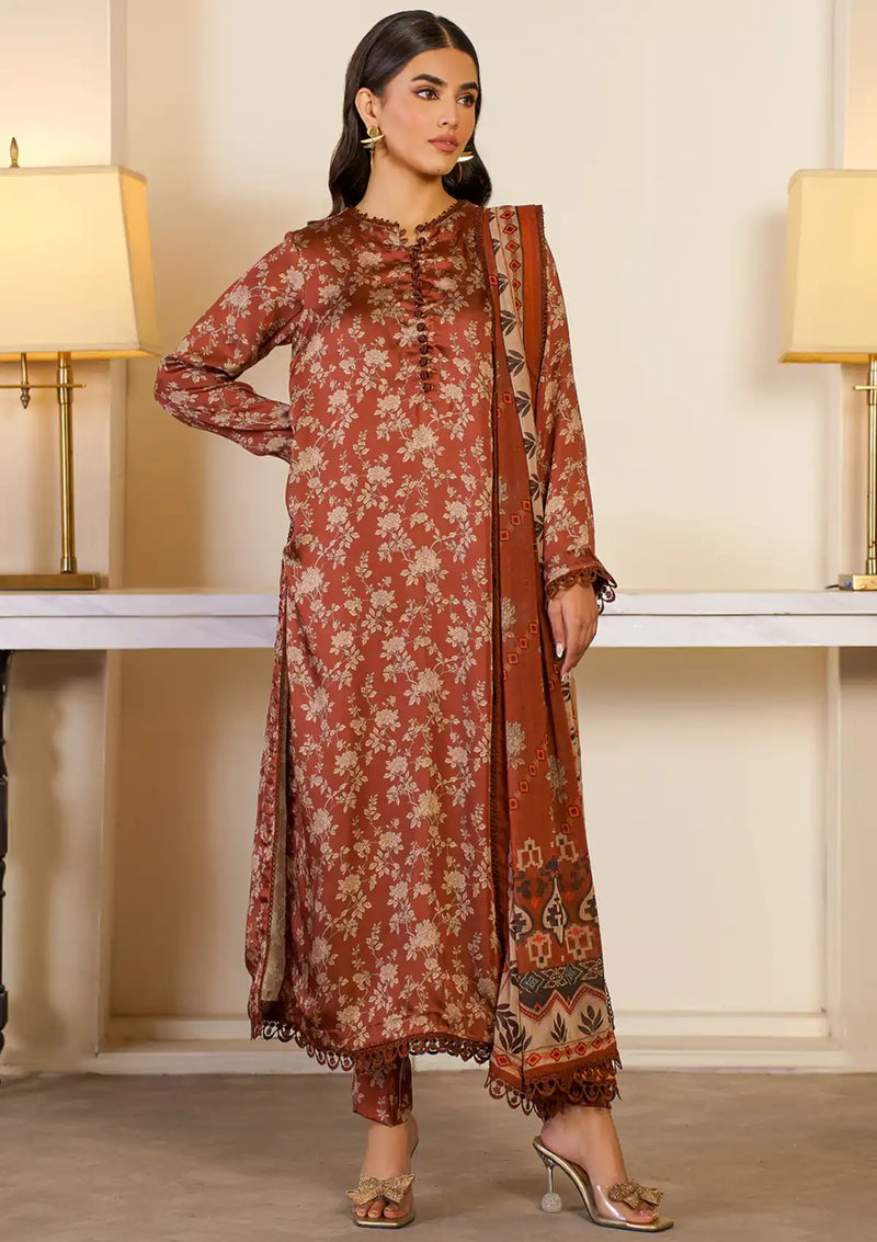 Zarif Printed Silk'24 ZSP-06 Bronze - Mohsin Saeed Fabrics