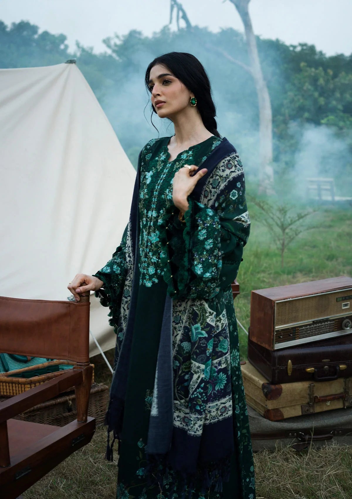 Elaf Wilderness Pashmina Shawl Edit'26 EWR-1A WINTERMINT