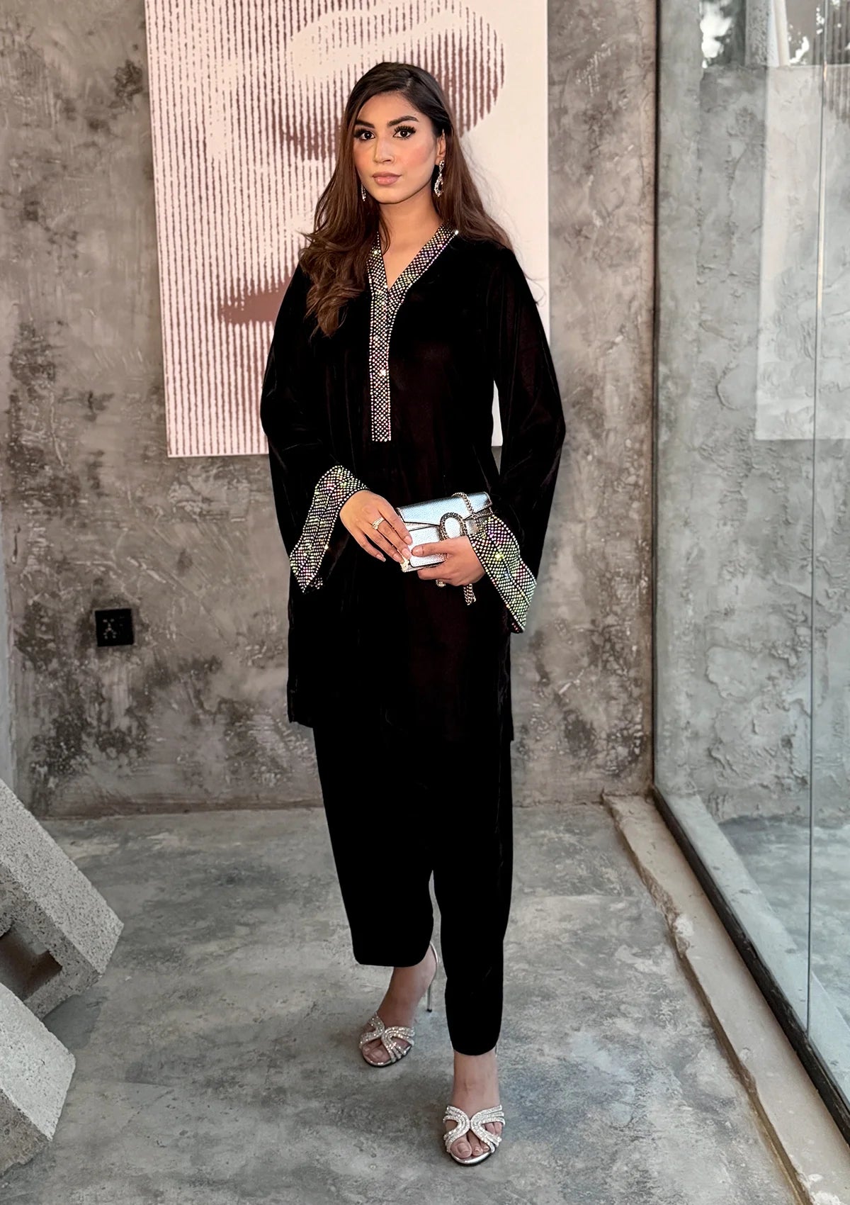 Sidra Fahad Velvet'25 SF - 294  Black