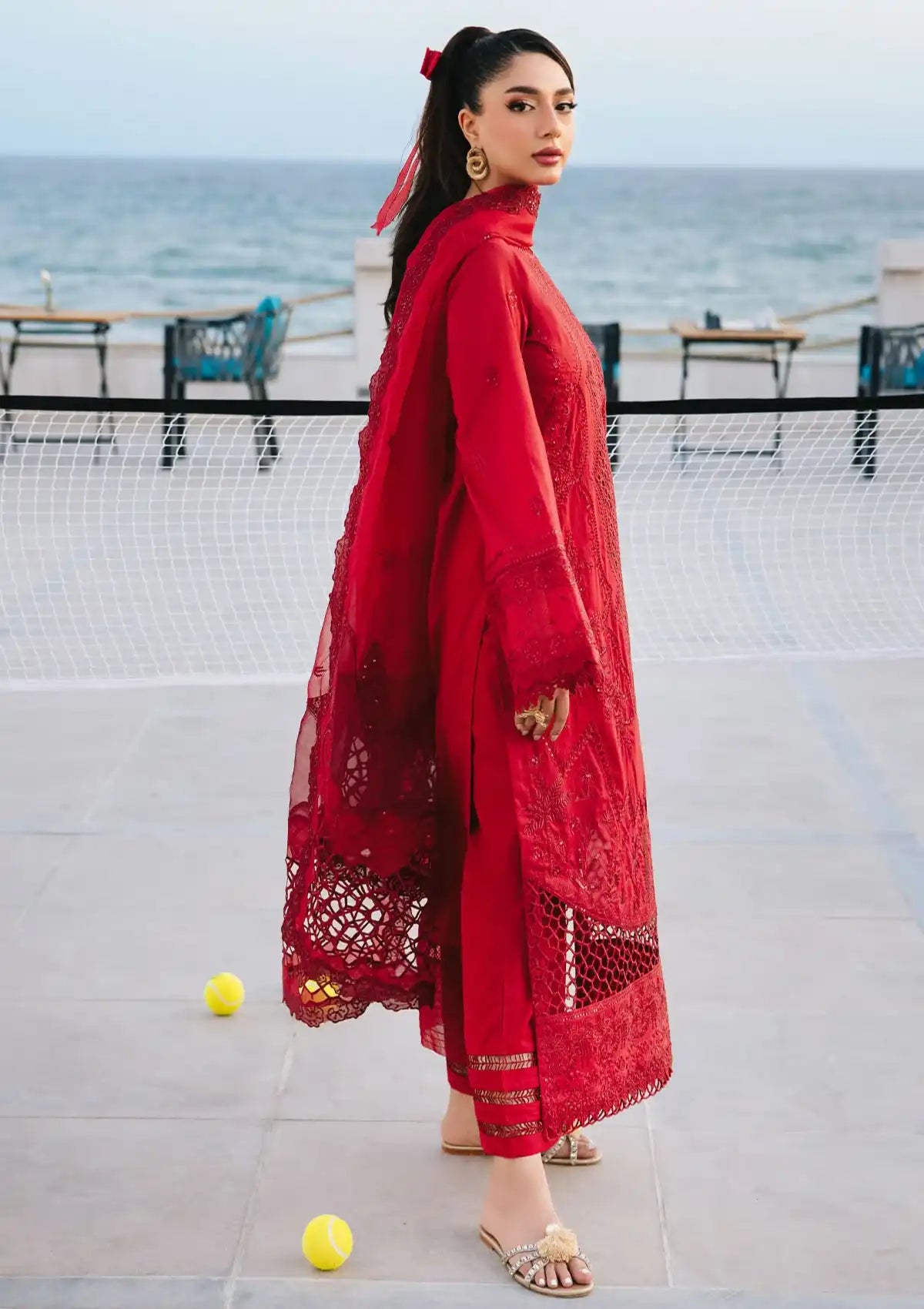 Nureh Eid Escape Luxury Lawn'24 NE-91 MIREILLE - Mohsin Saeed Fabrics