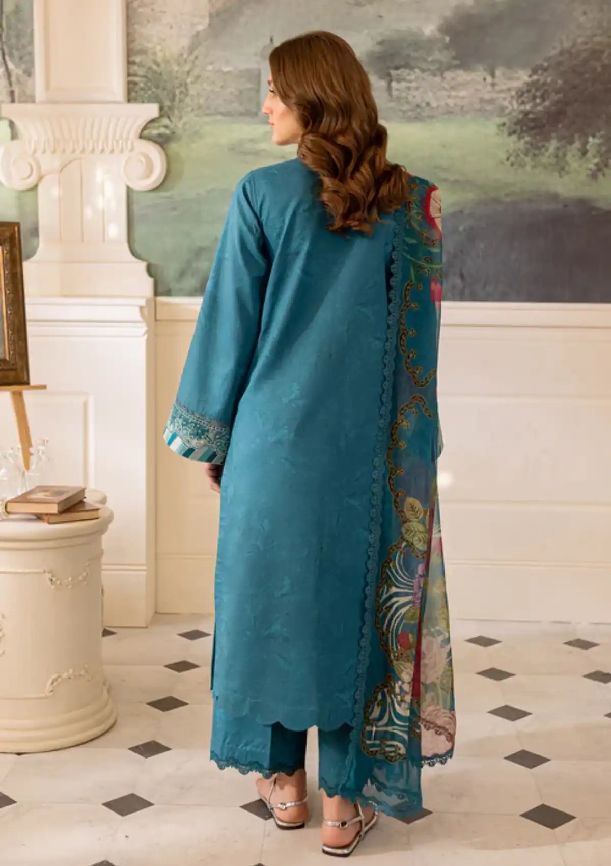Farasha Seraya Emb Lawn'24 D-08 PERIWINKLE - Mohsin Saeed Fabrics