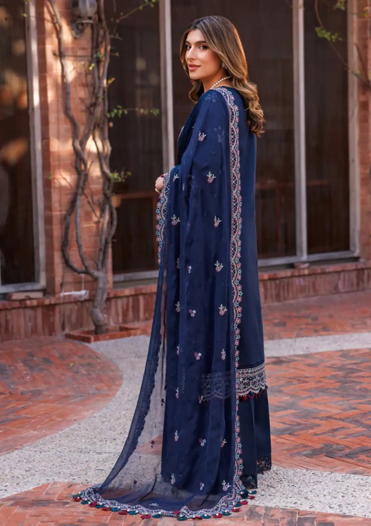 Farasha Kaavish Eid Festive Lawn'24 D-04 DEEP SAPPHIRE - Mohsin Saeed Fabrics