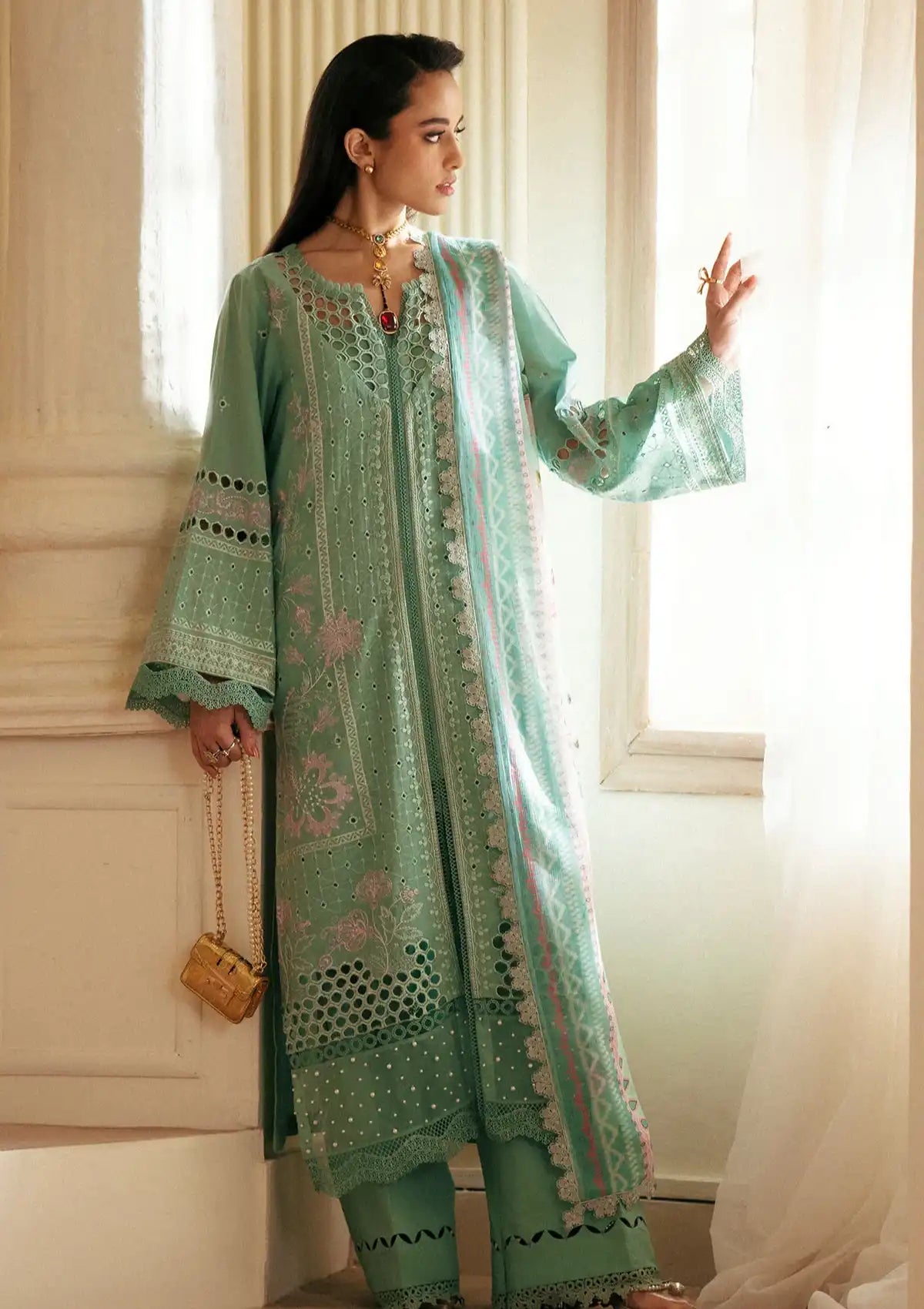 Nureh Maya Embroidered Lawn'24 NS-144 - Mohsin Saeed Fabrics