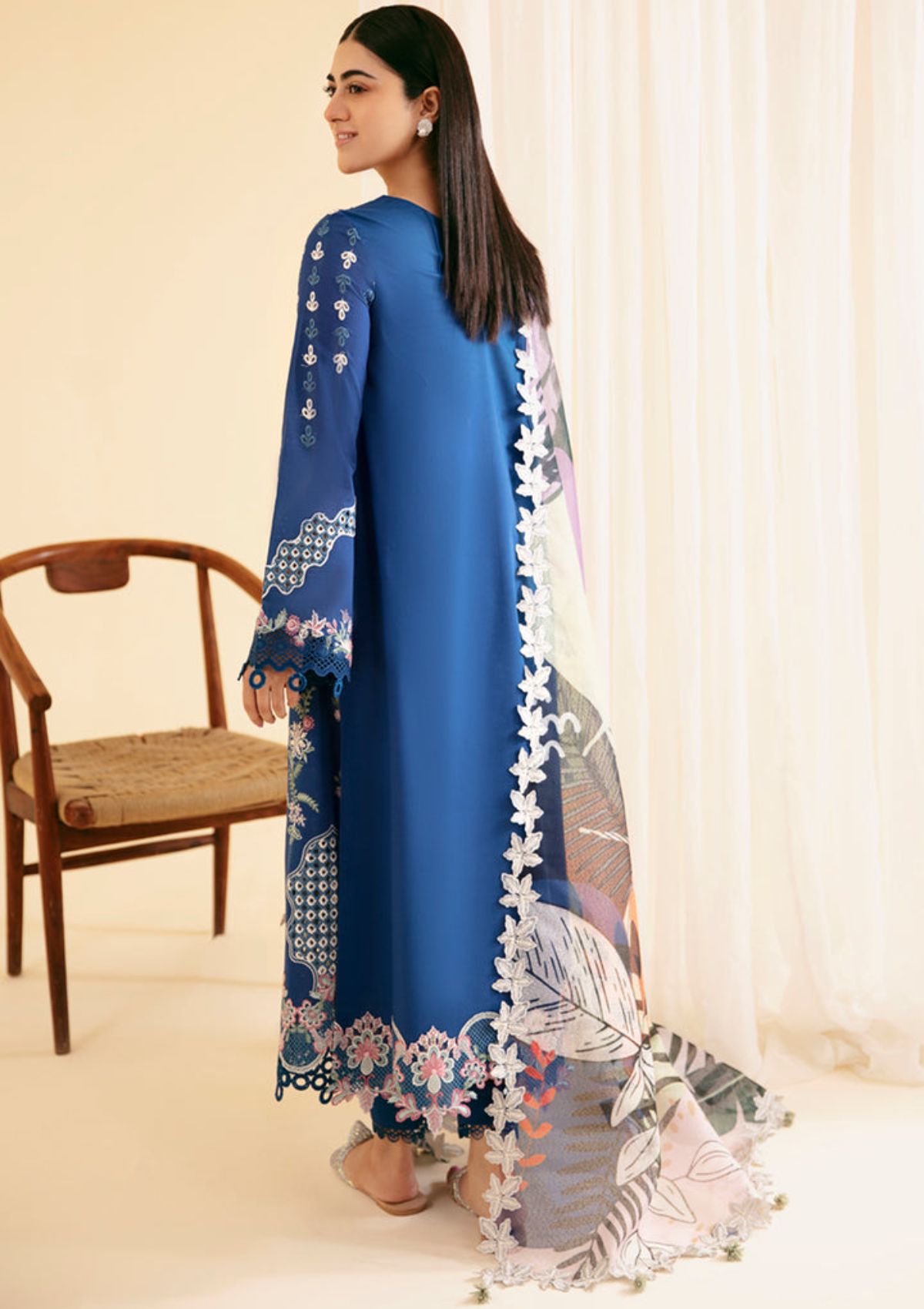Qalamkar Qlinekari Luxury Lawn'24 SQ-08 ZEL - Mohsin Saeed Fabrics