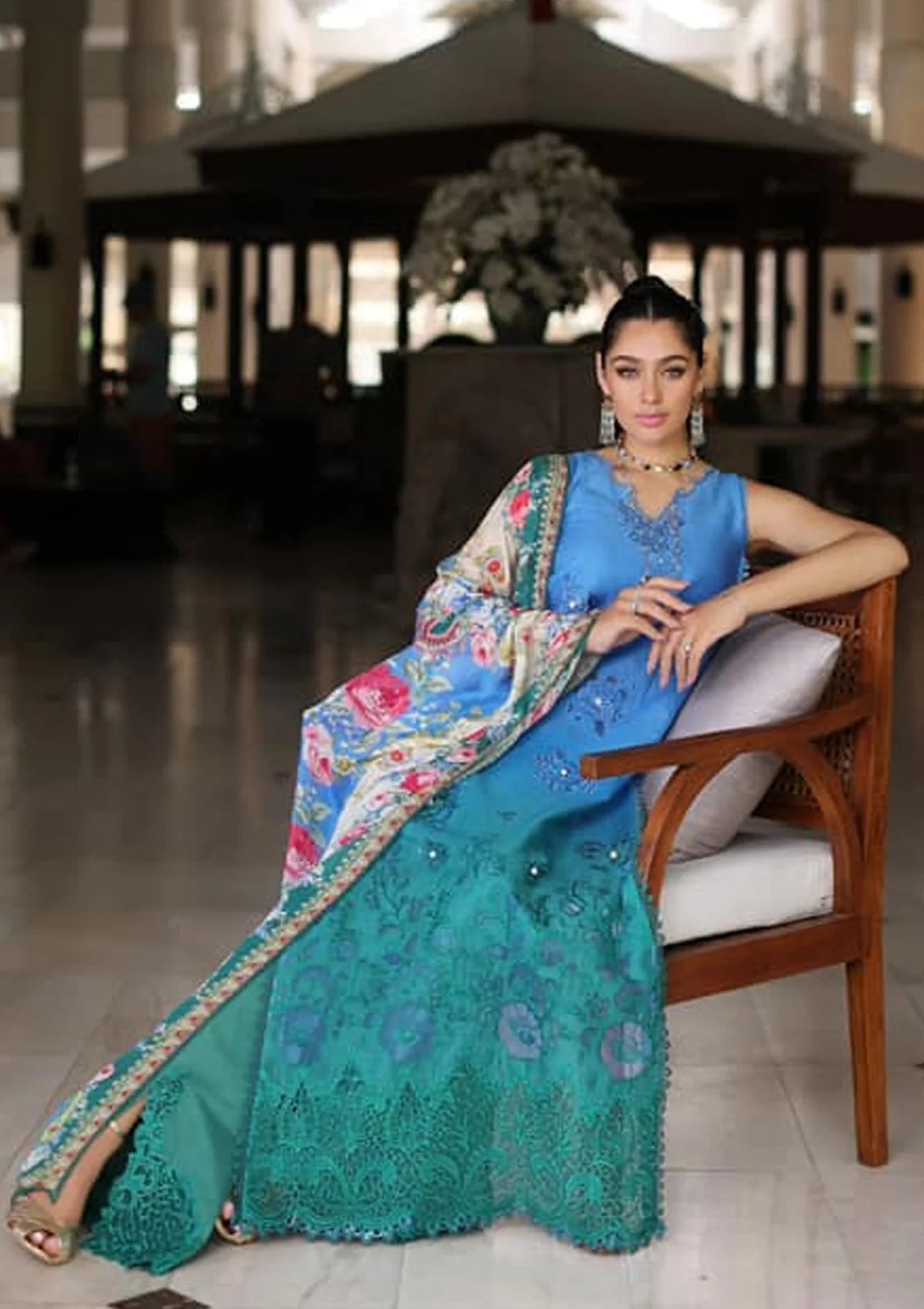 Noor Luxury Chikankari Lawn'24 D-05B - Mohsin Saeed Fabrics