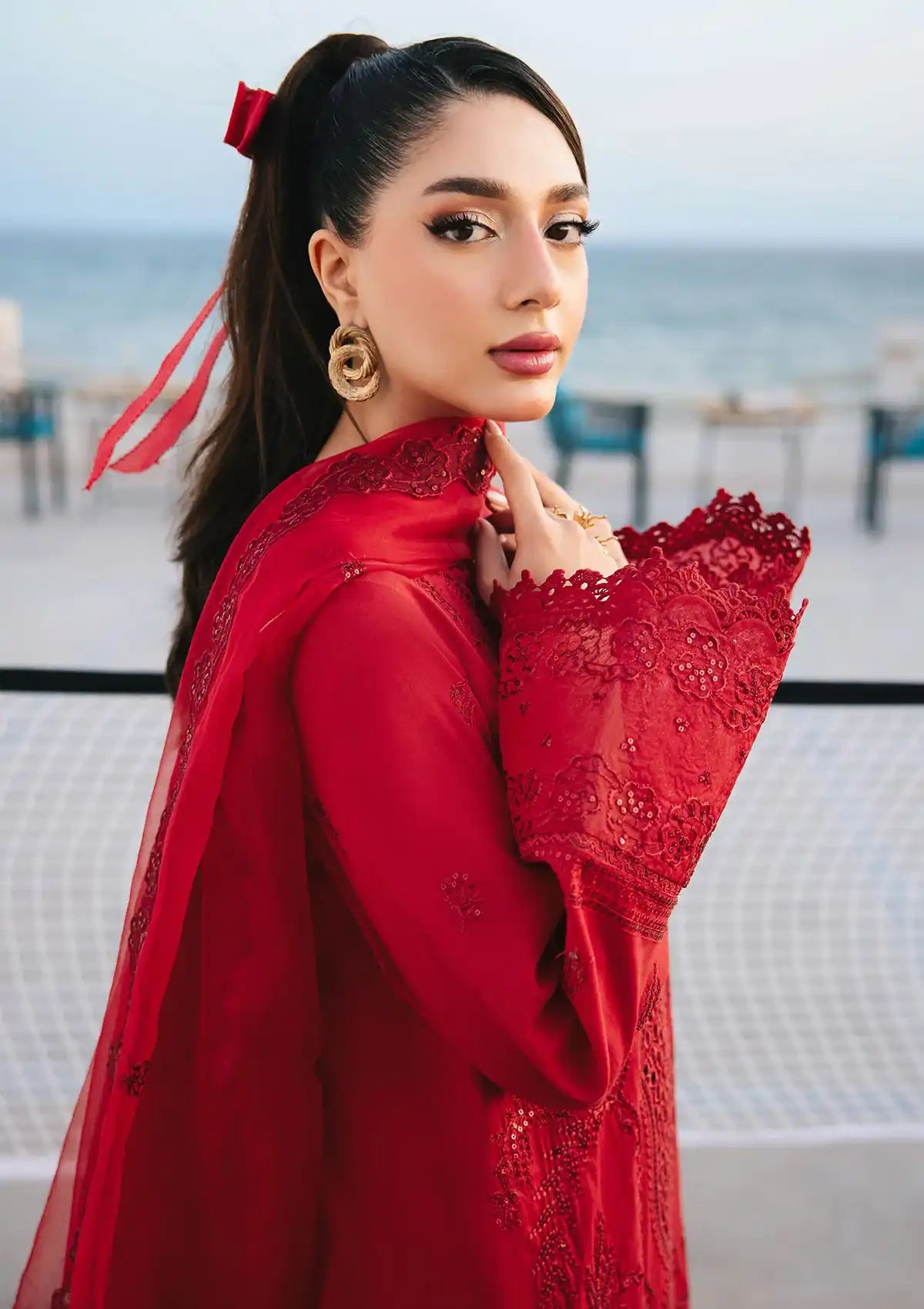 Nureh Eid Escape Luxury Lawn'24 NE-91 MIREILLE - Mohsin Saeed Fabrics
