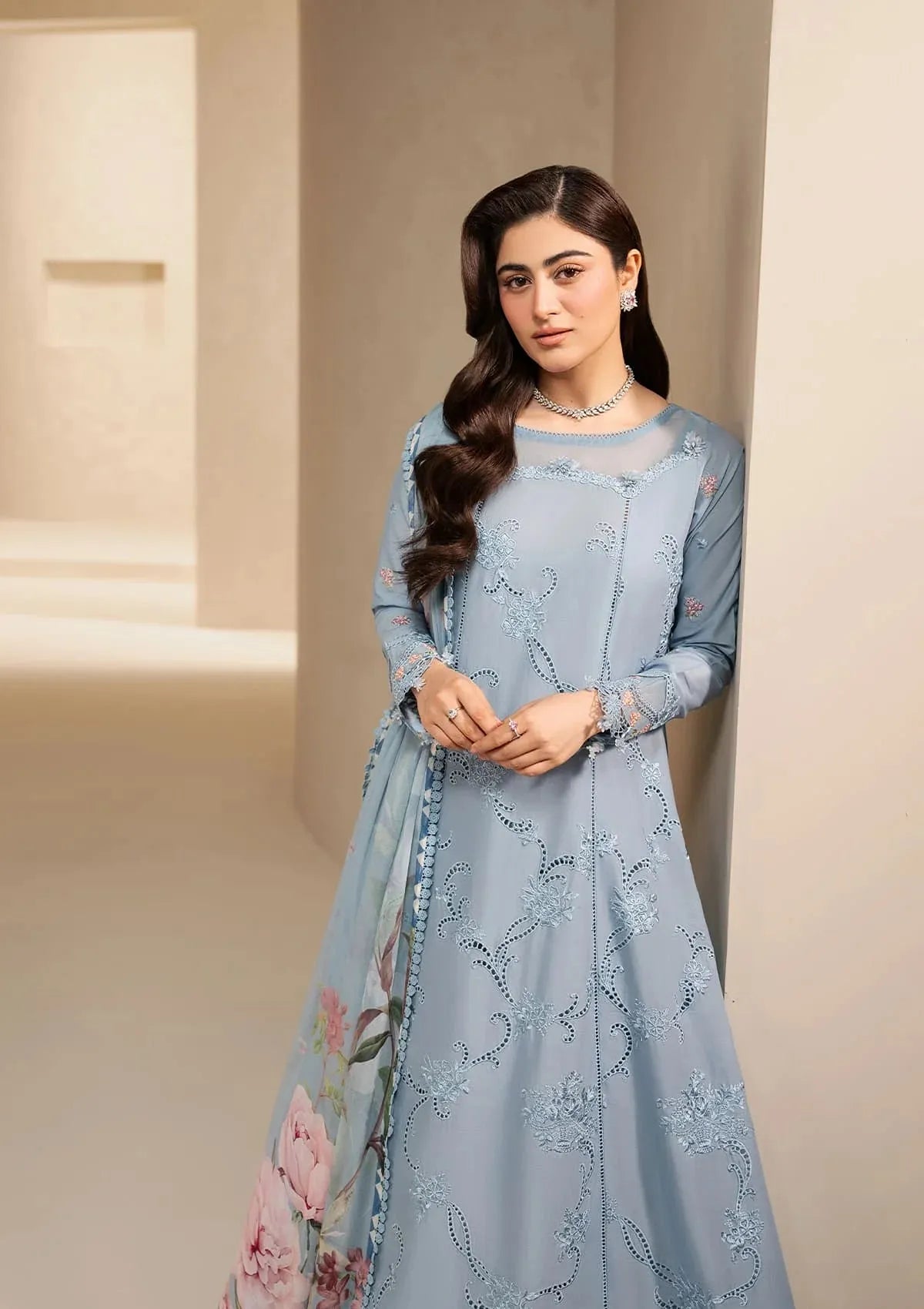 Elaf E-Craft Chikankari Lawn'26 EHC-5B PACIFIC