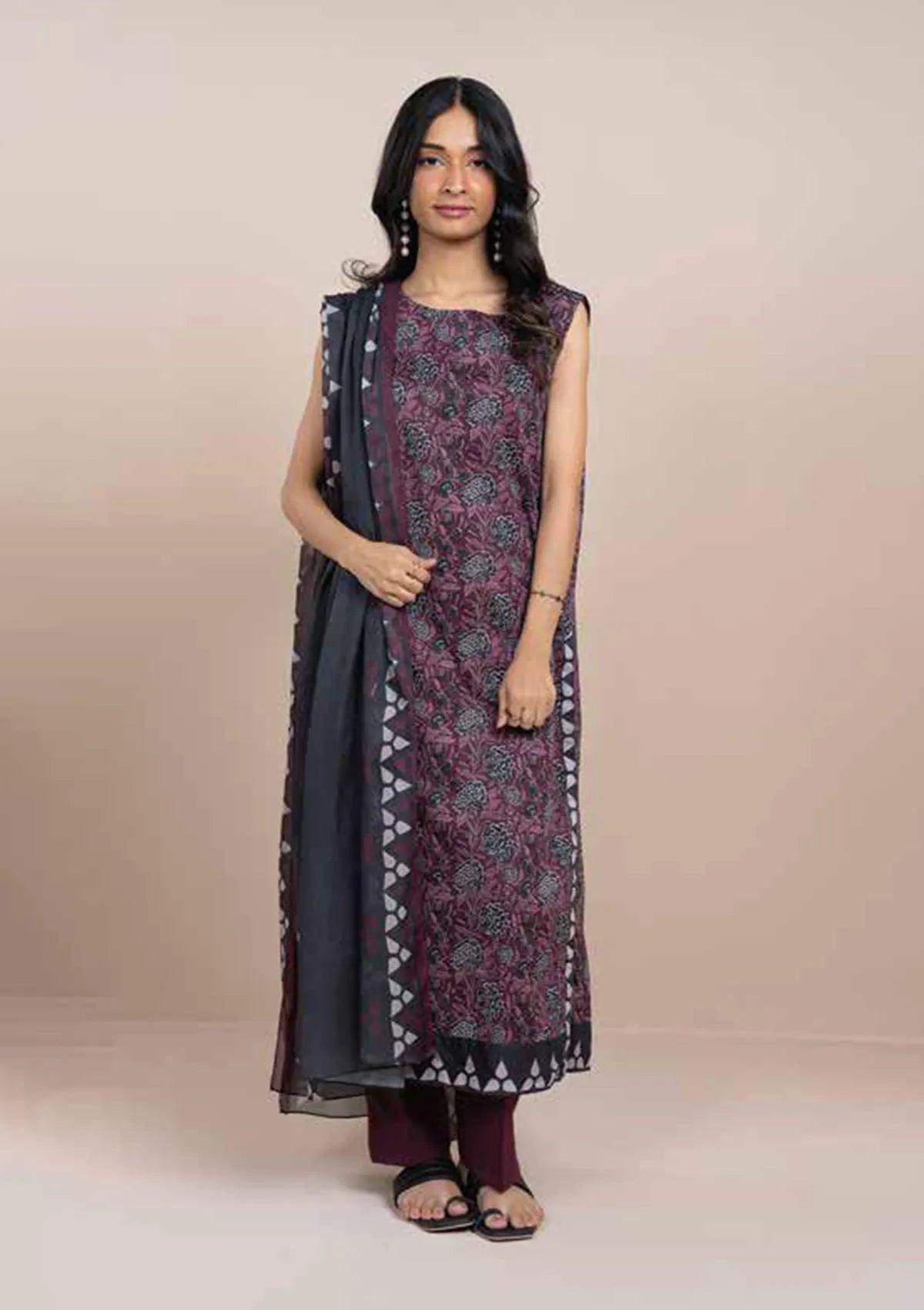 Alkaram Printed Lawn'25 MSB25-44-Maroon – Mohsin Saeed Fabrics
