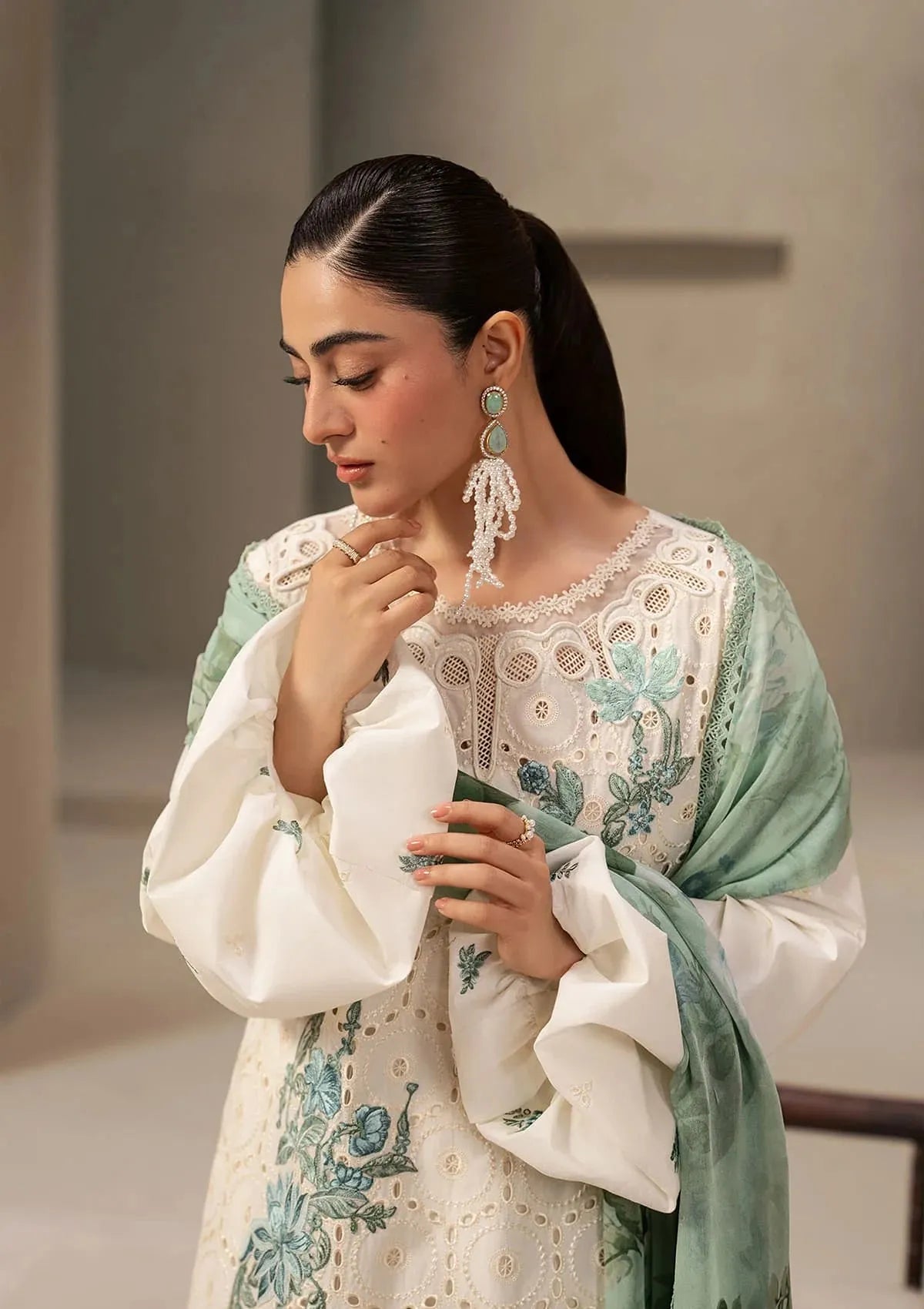 Elaf E-Craft Chikankari Lawn'26 EHC-1A VANILLA