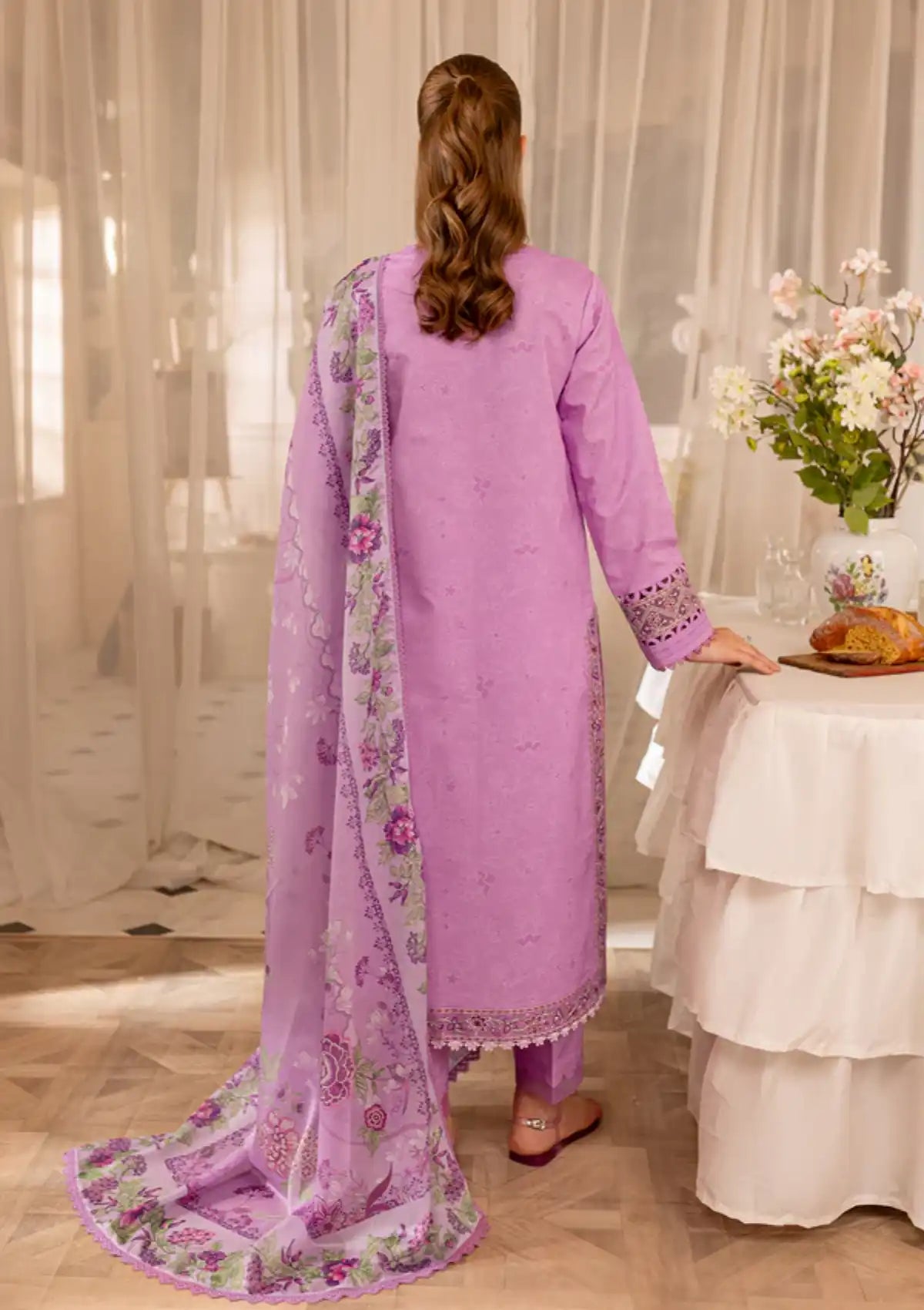 Farasha Seraya Emb Lawn'24 D-09 VIOLET - Mohsin Saeed Fabrics