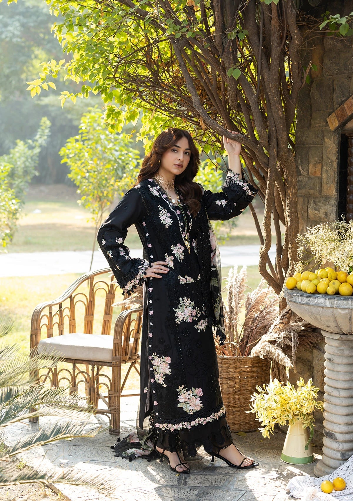 Elaf Luxury Lawn'26 ELY-2B MIDNIGHT BLOSSOM