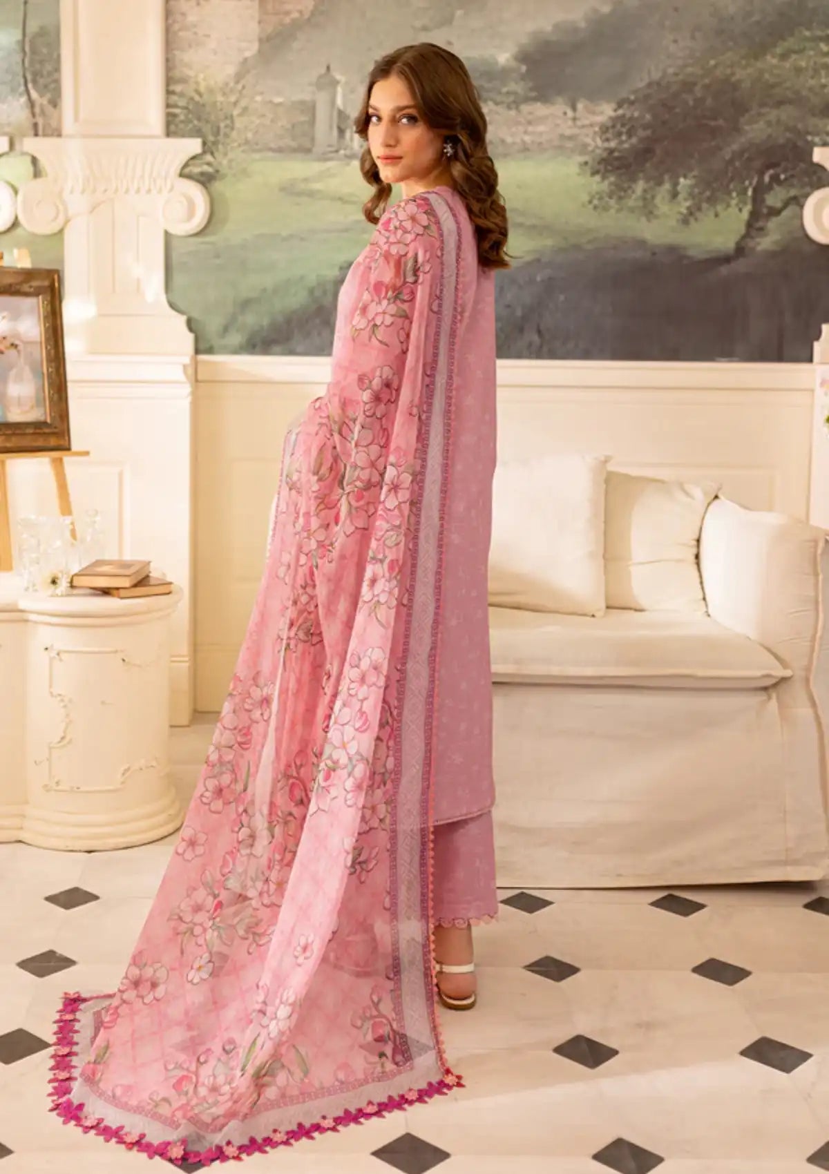 Farasha Seraya Emb Lawn'24 D-04 DAISY - Mohsin Saeed Fabrics