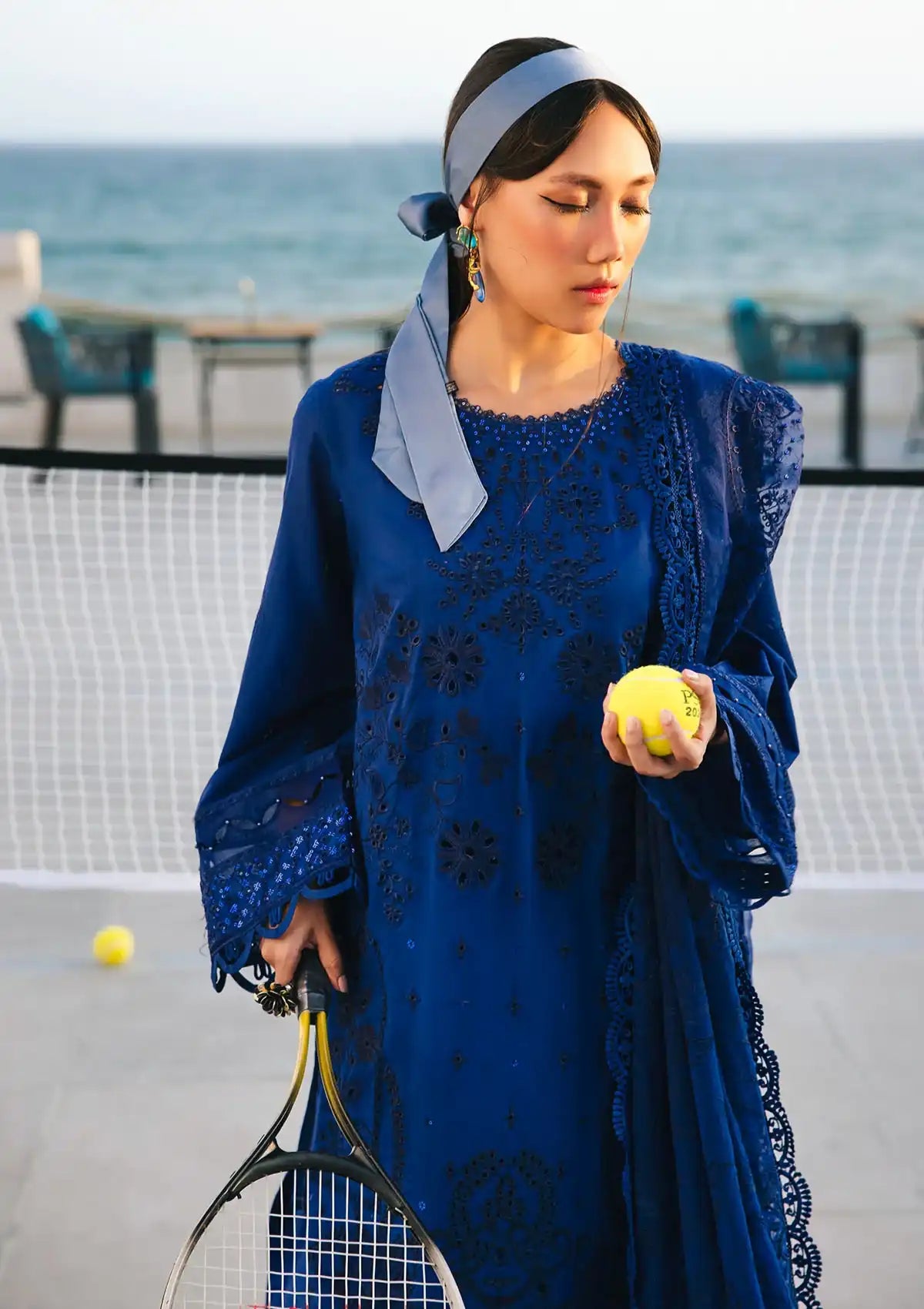 Nureh Eid Escape Luxury Lawn'24 NE-90 BLUME - Mohsin Saeed Fabrics