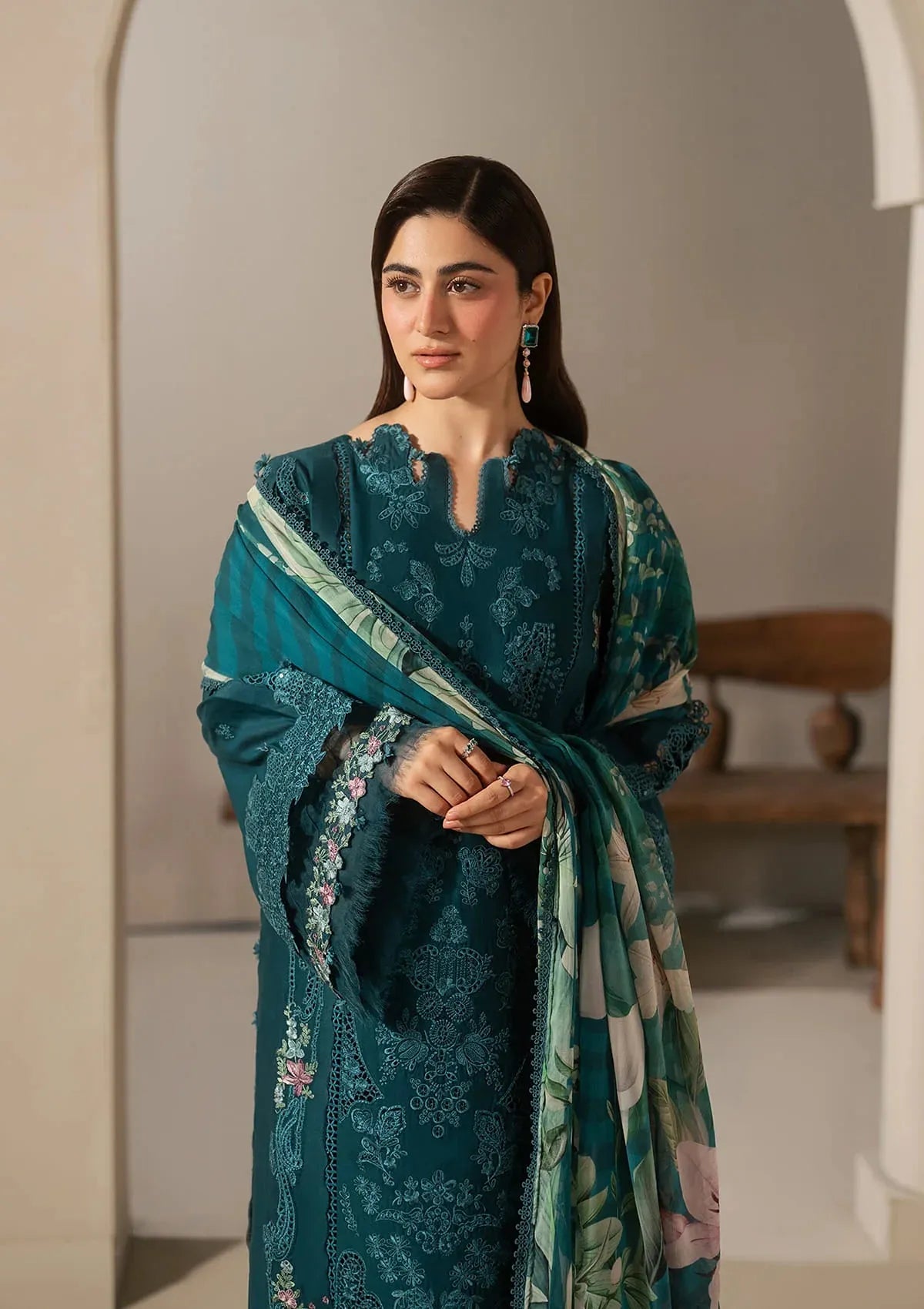 Elaf E-Craft Chikankari Lawn'26 EHC-2A MOSS