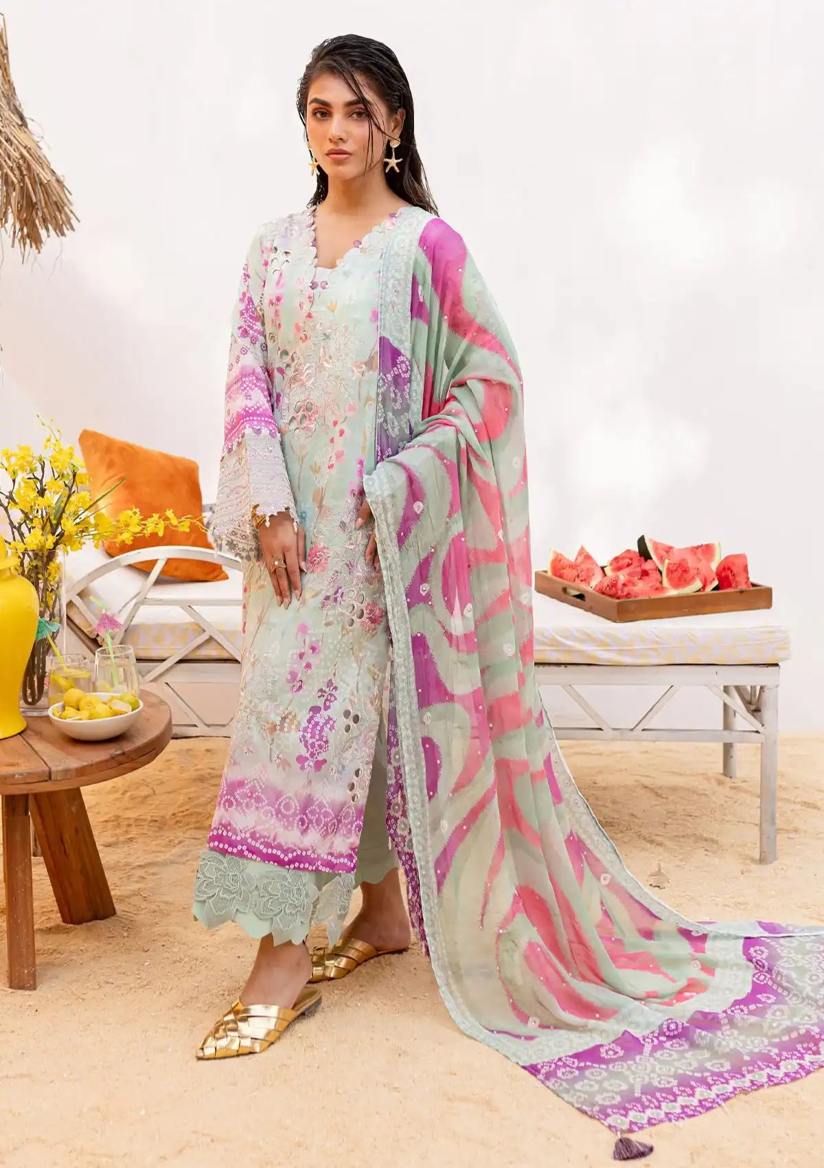 Nureh Gardenia Emb Lawn'24 NS-136-A - Mohsin Saeed Fabrics