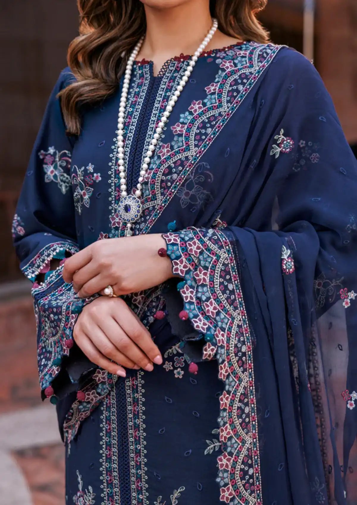 Farasha Kaavish Eid Festive Lawn'24 D-04 DEEP SAPPHIRE - Mohsin Saeed Fabrics