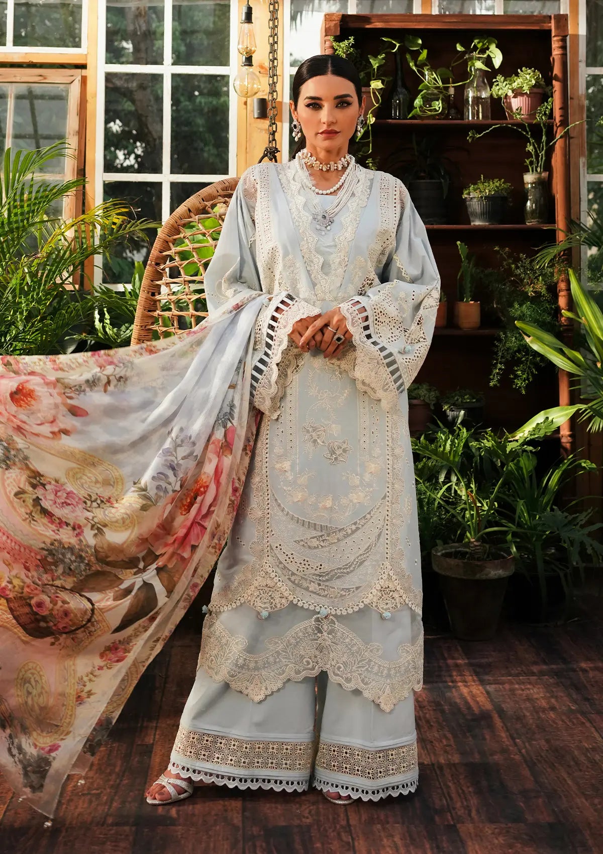 Kahf Luxury Lawn'24 KLE-03B Heaven - Mohsin Saeed Fabrics