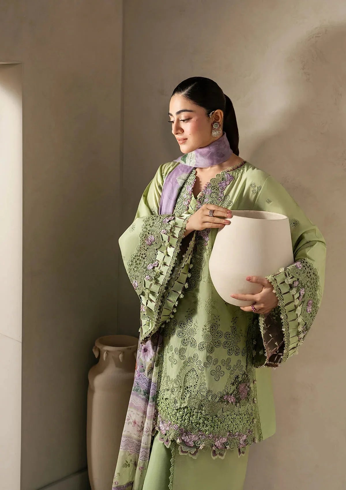 Elaf E-Craft Chikankari Lawn'26 EHC-6A BASIL