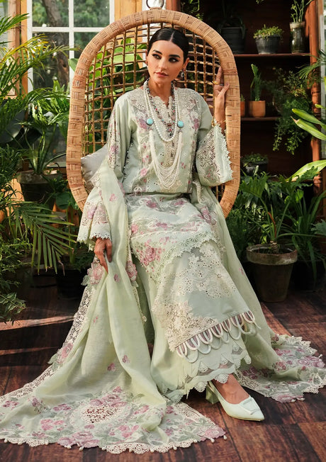 Kahf Luxury Lawn'24 KLE-01A Margarita - Mohsin Saeed Fabrics
