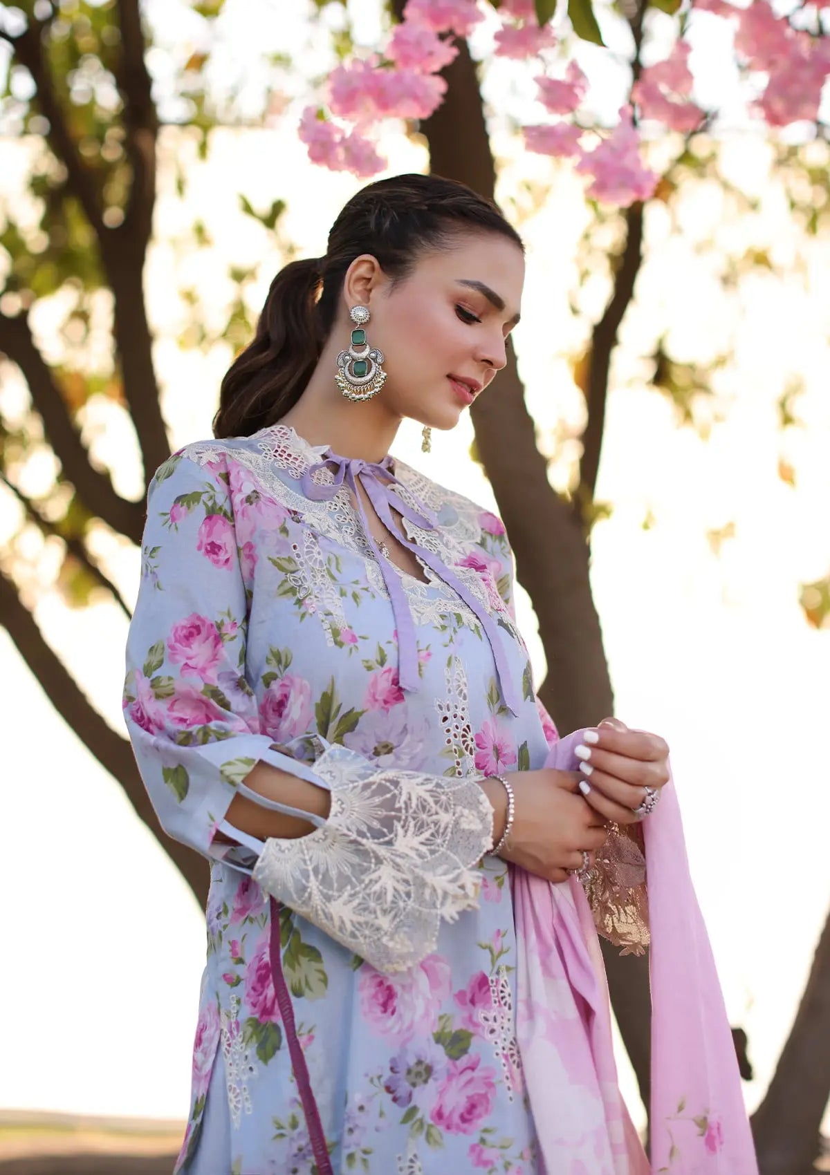 Elaf Print Chikankari Lawn'24 ECK-04A OCEAN BLOSSOMS - Mohsin Saeed Fabrics