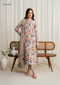 Zarif Printed Georgette Silk'24 ZCS-05 Beige