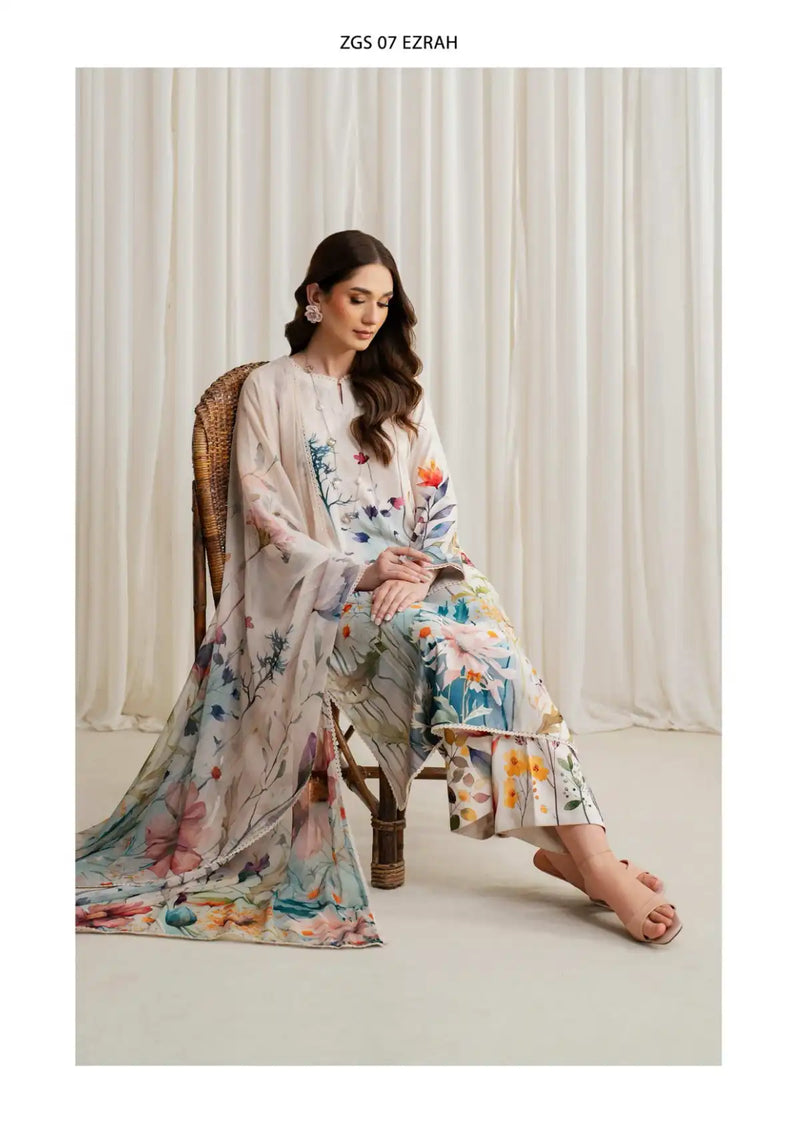 Zarif Printed Georgette Silk'24 ZCS-07 Ezrah