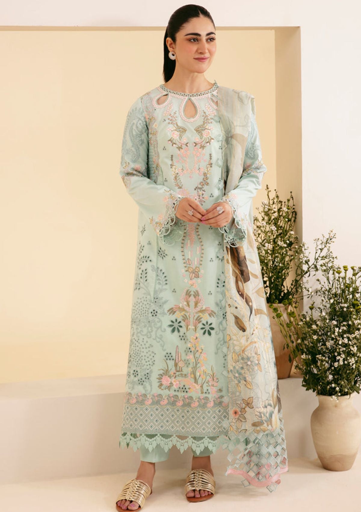 Qalamkar Qlinekari Luxury Lawn'24 SQ-06 AFROZEH - Mohsin Saeed Fabrics