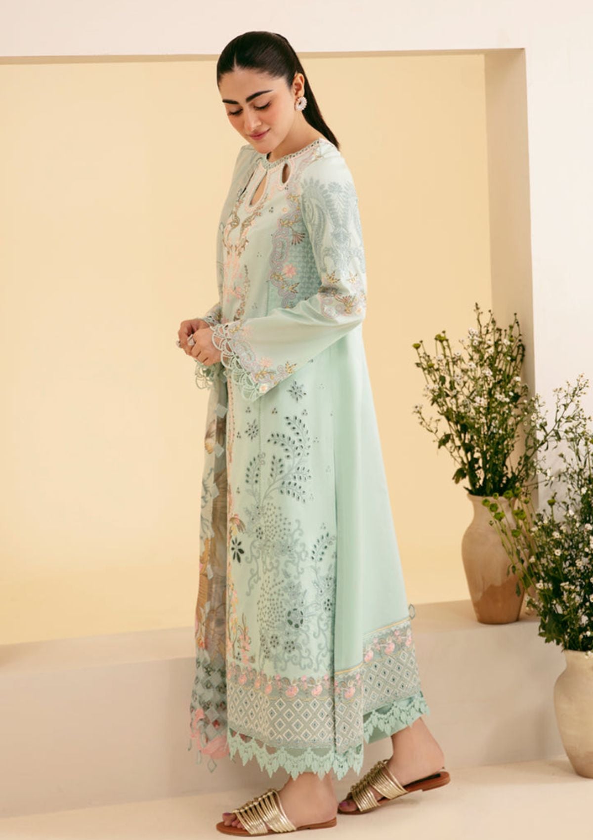Qalamkar Qlinekari Luxury Lawn'24 SQ-06 AFROZEH - Mohsin Saeed Fabrics