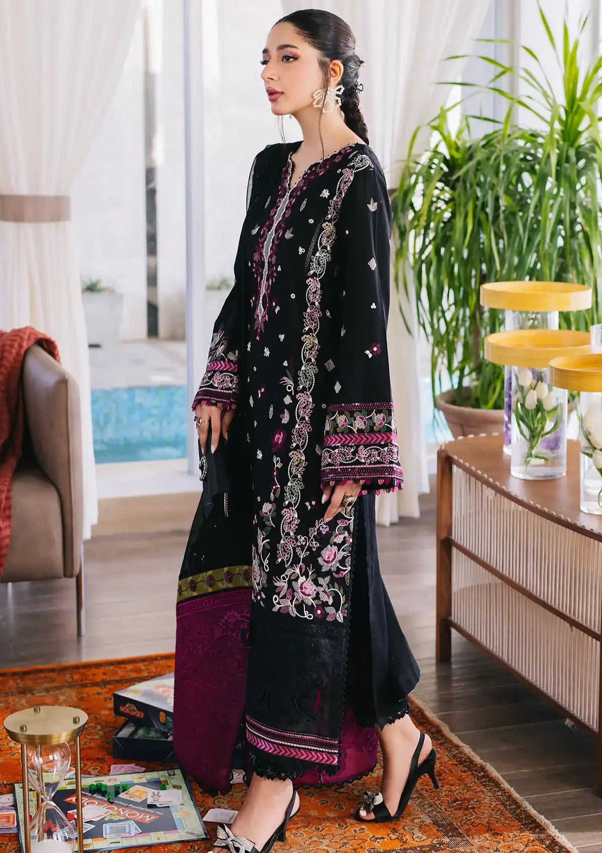 Nureh Eid Escape Luxury Lawn'24 NE-88 BOTANICA - Mohsin Saeed Fabrics
