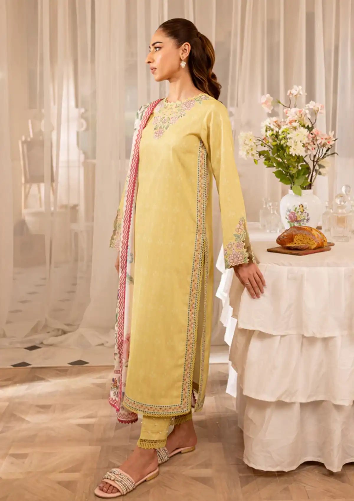 Farasha Seraya Emb Lawn'24 D-05 FERN - Mohsin Saeed Fabrics