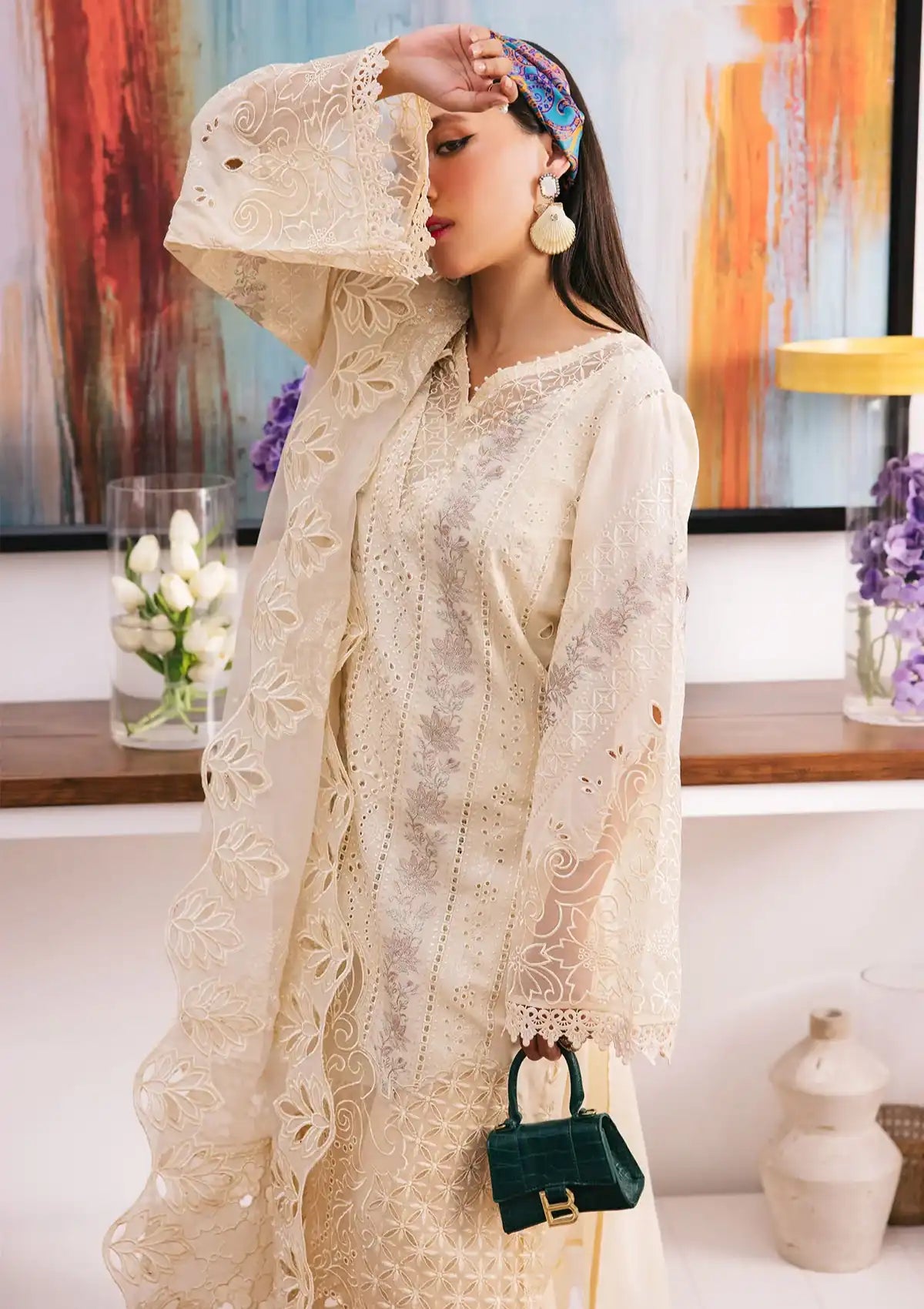 Nureh Eid Escape Luxury Lawn'24 NE-92 AMELFIE - Mohsin Saeed Fabrics