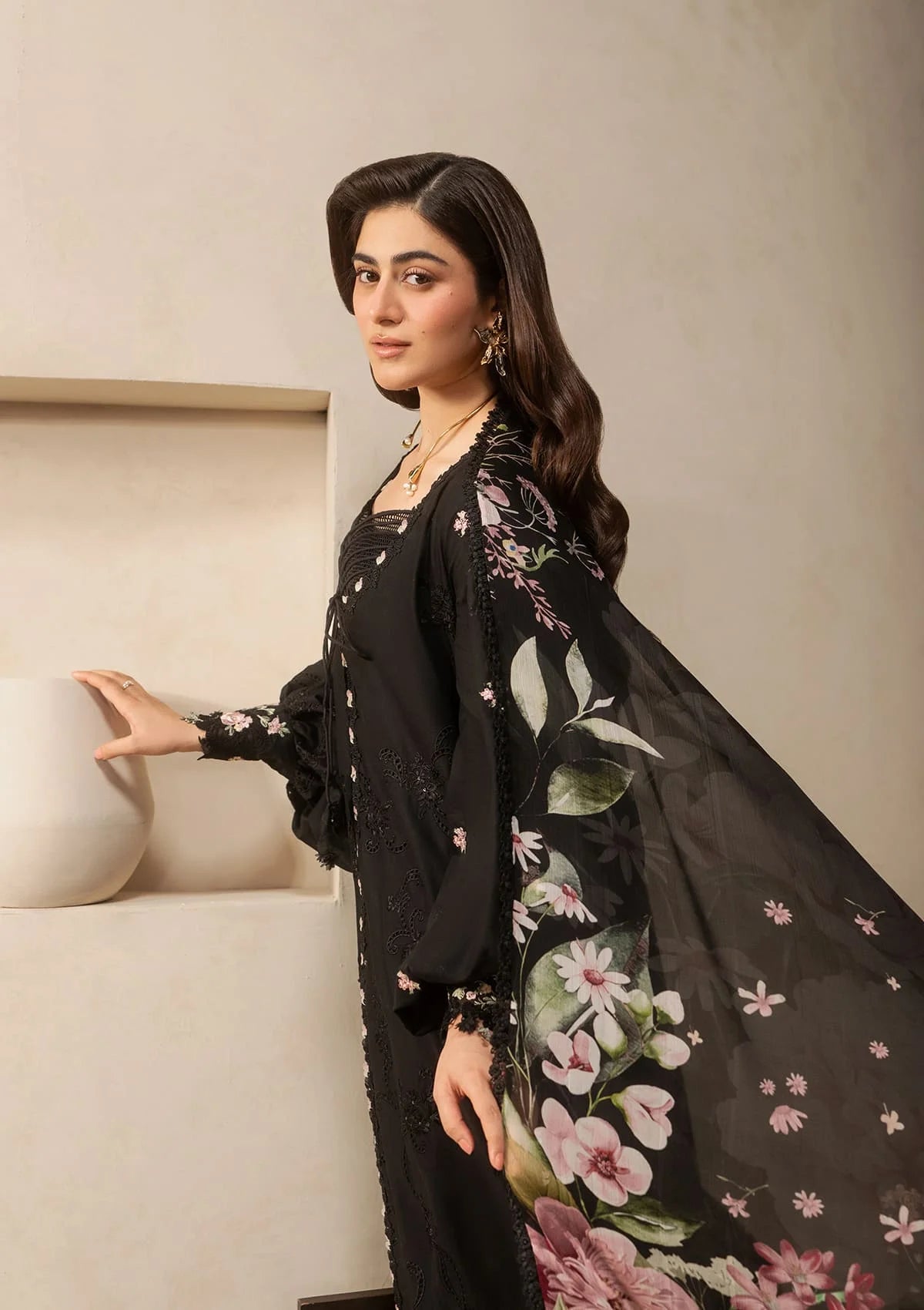 Elaf E-Craft Chikankari Lawn'26 EHC-5A CHARCOAL