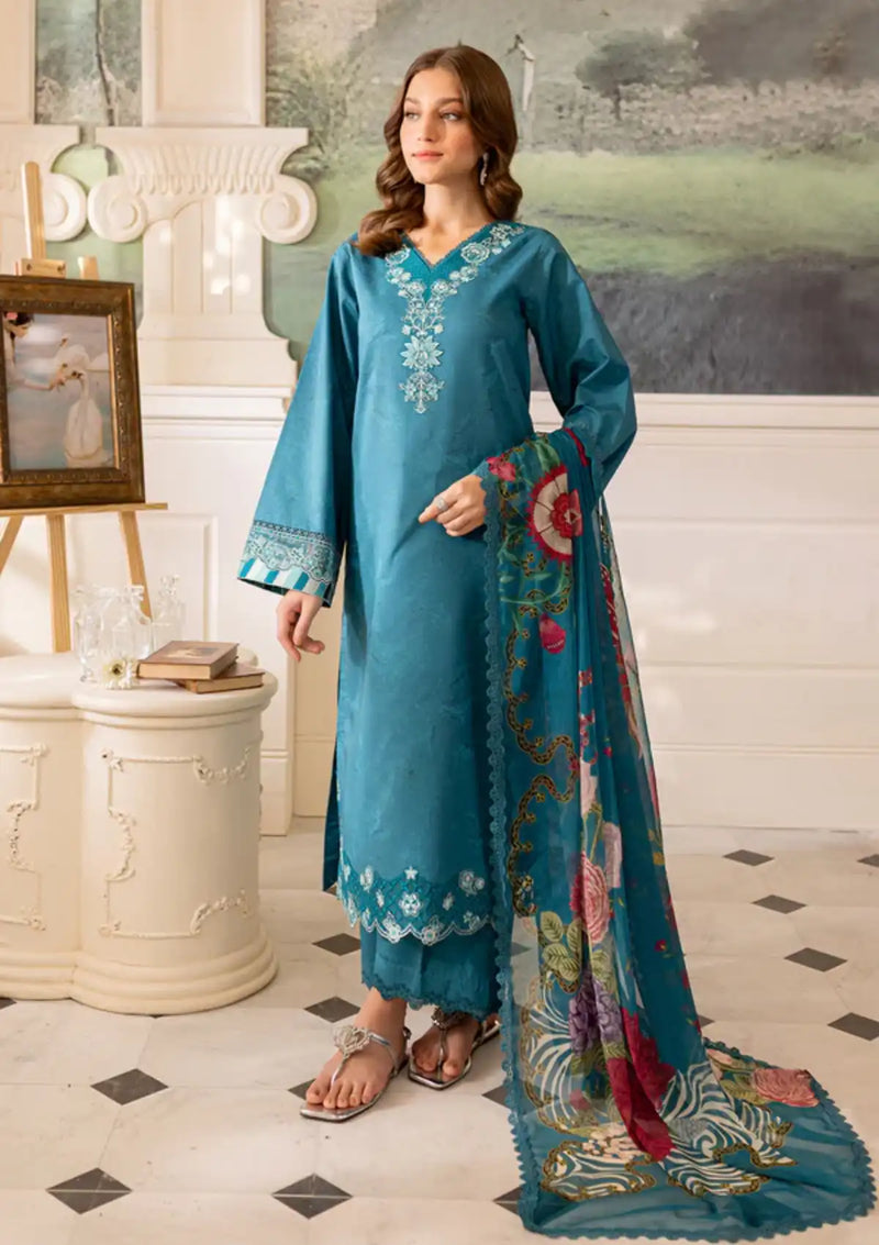 Farasha Seraya Emb Lawn'24 D-08 PERIWINKLE - Mohsin Saeed Fabrics
