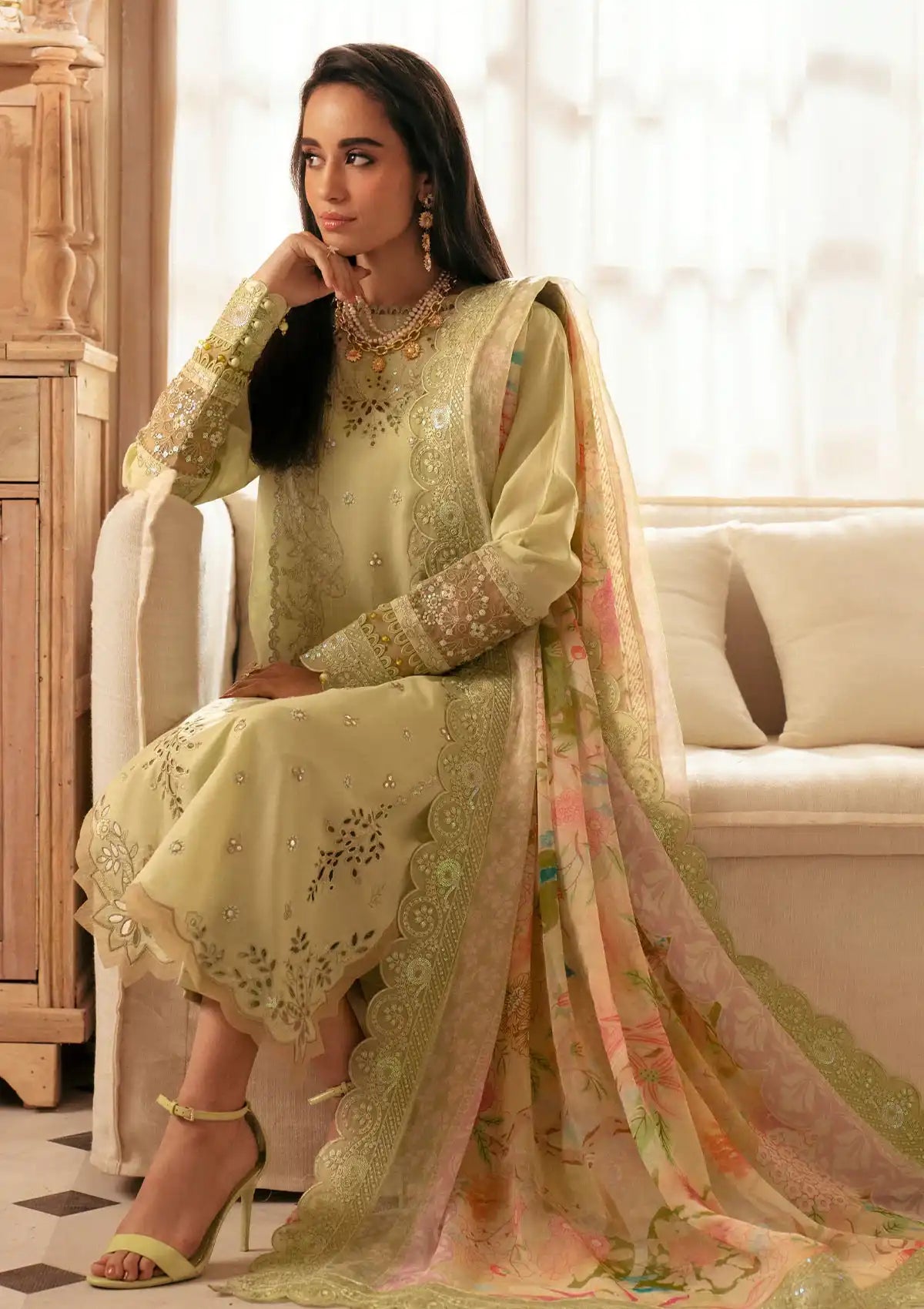 Nureh Maya Embroidered Lawn'24 NS-143 - Mohsin Saeed Fabrics