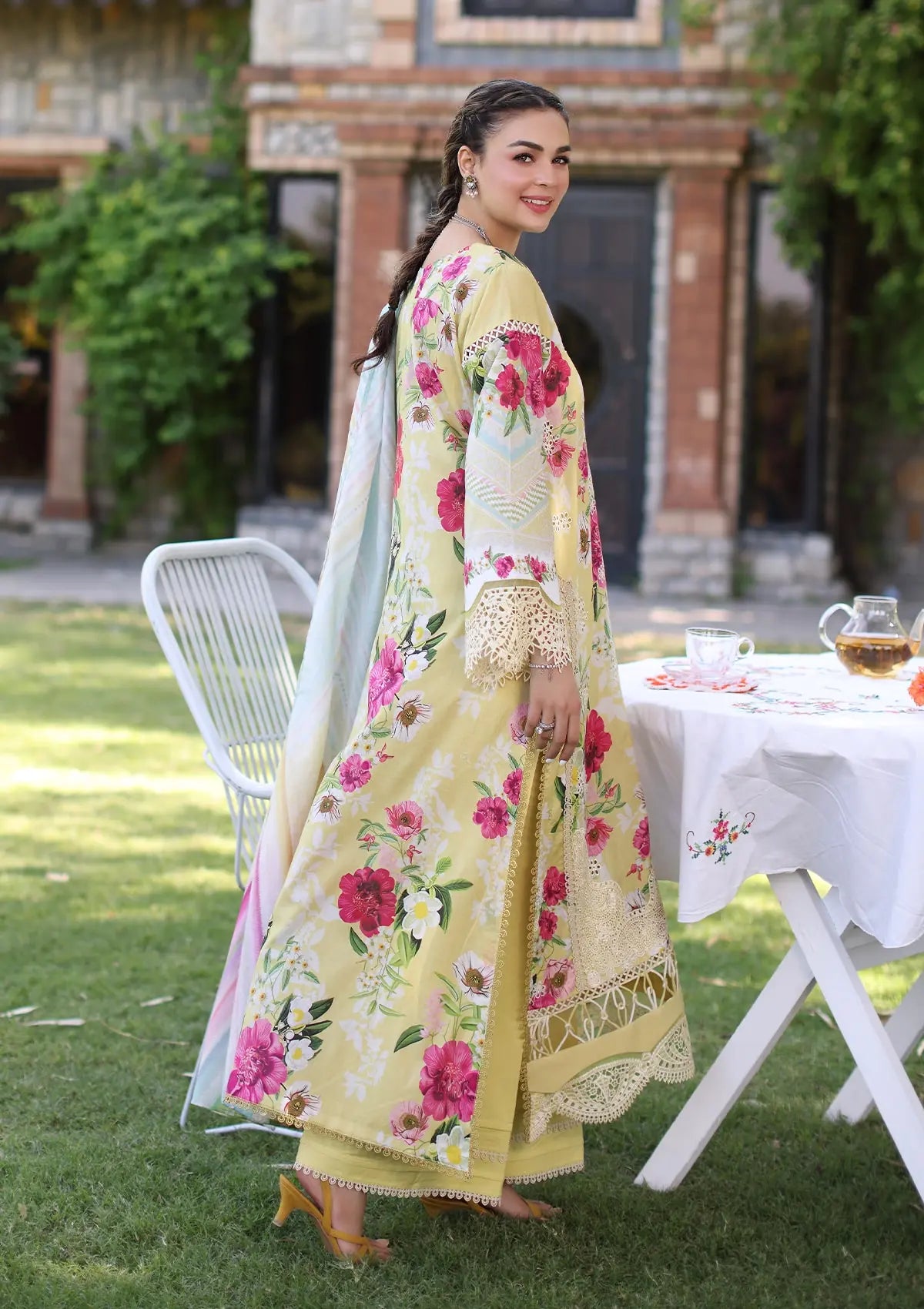 Elaf Print Chikankari Lawn'24 ECK-06A SUNSHINE BOUQUET - Mohsin Saeed Fabrics