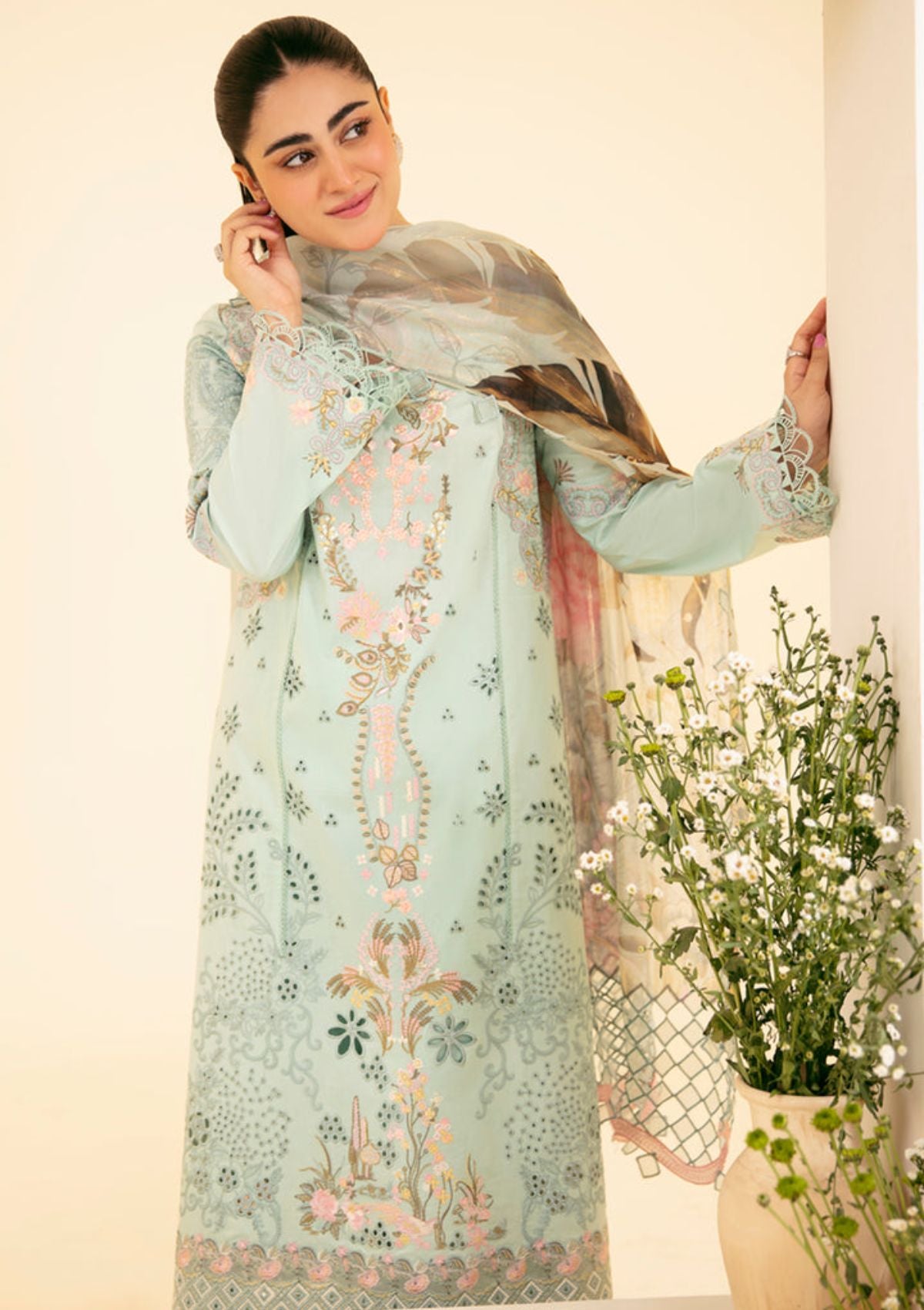 Qalamkar Qlinekari Luxury Lawn'24 SQ-06 AFROZEH - Mohsin Saeed Fabrics