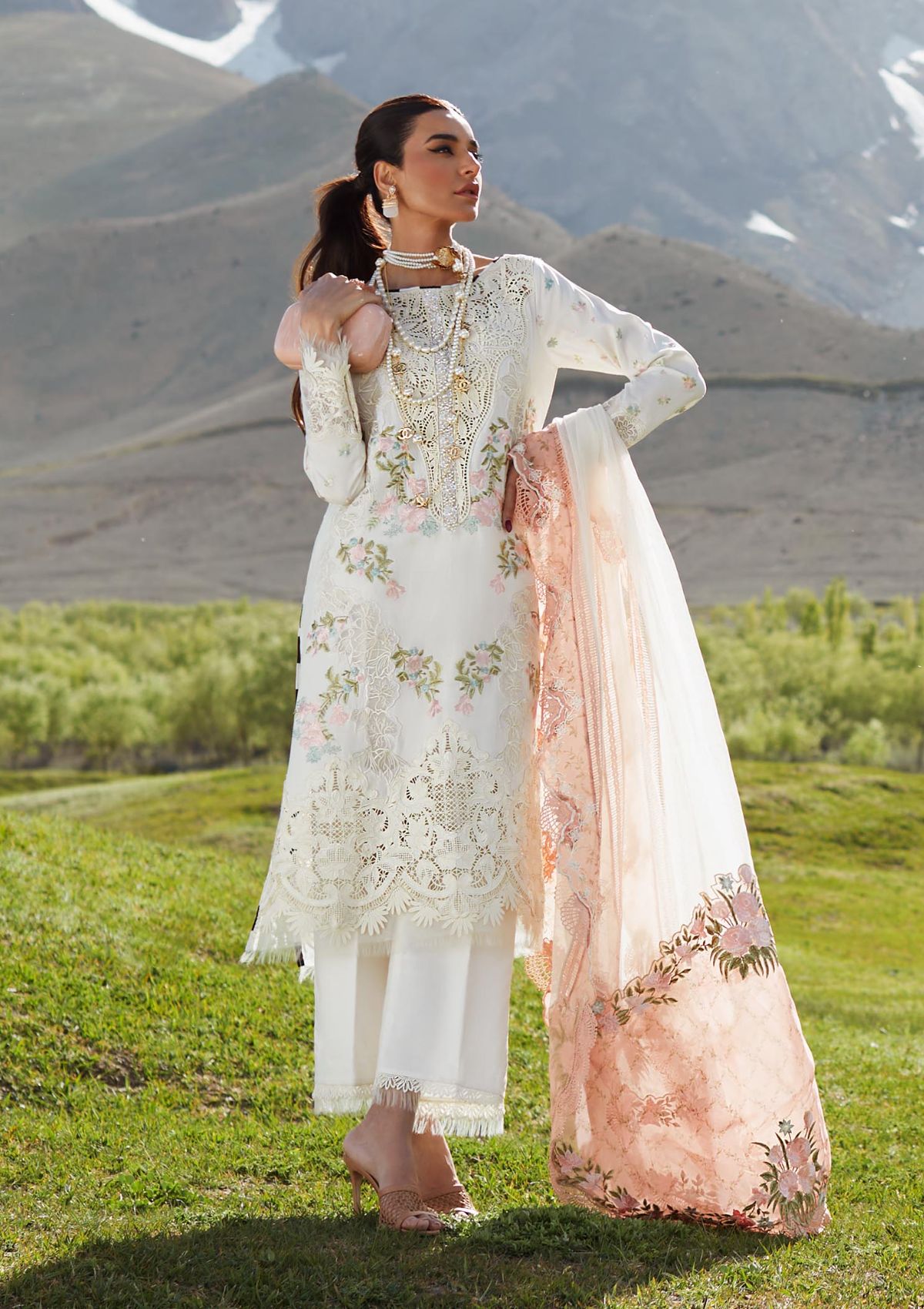 Crimson Luxury Lawn'23 D-1A - Mohsin Saeed Fabrics