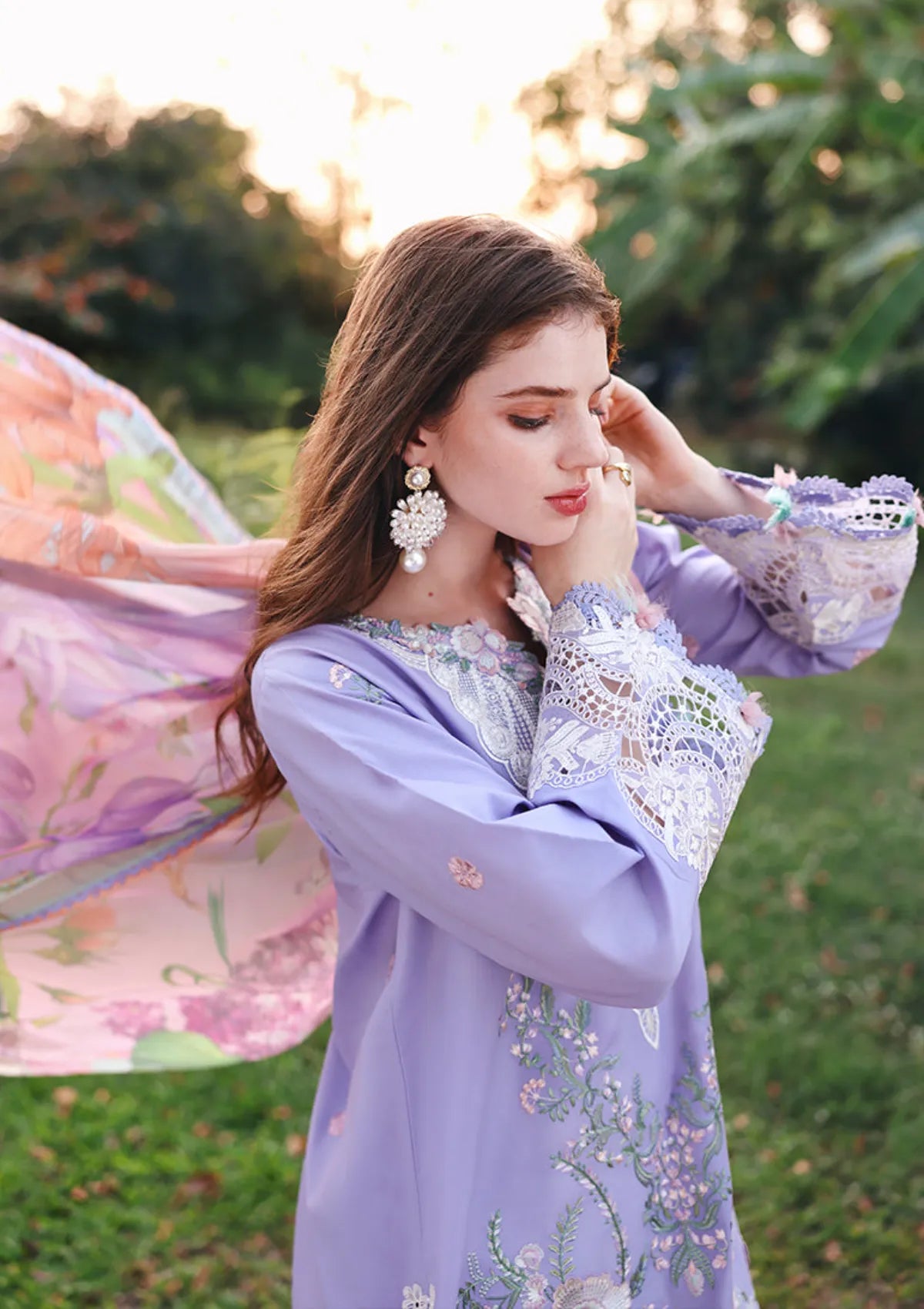 Hemline By Mushq Secret Garden Lawn'26 D-07 Hidden Dahlia