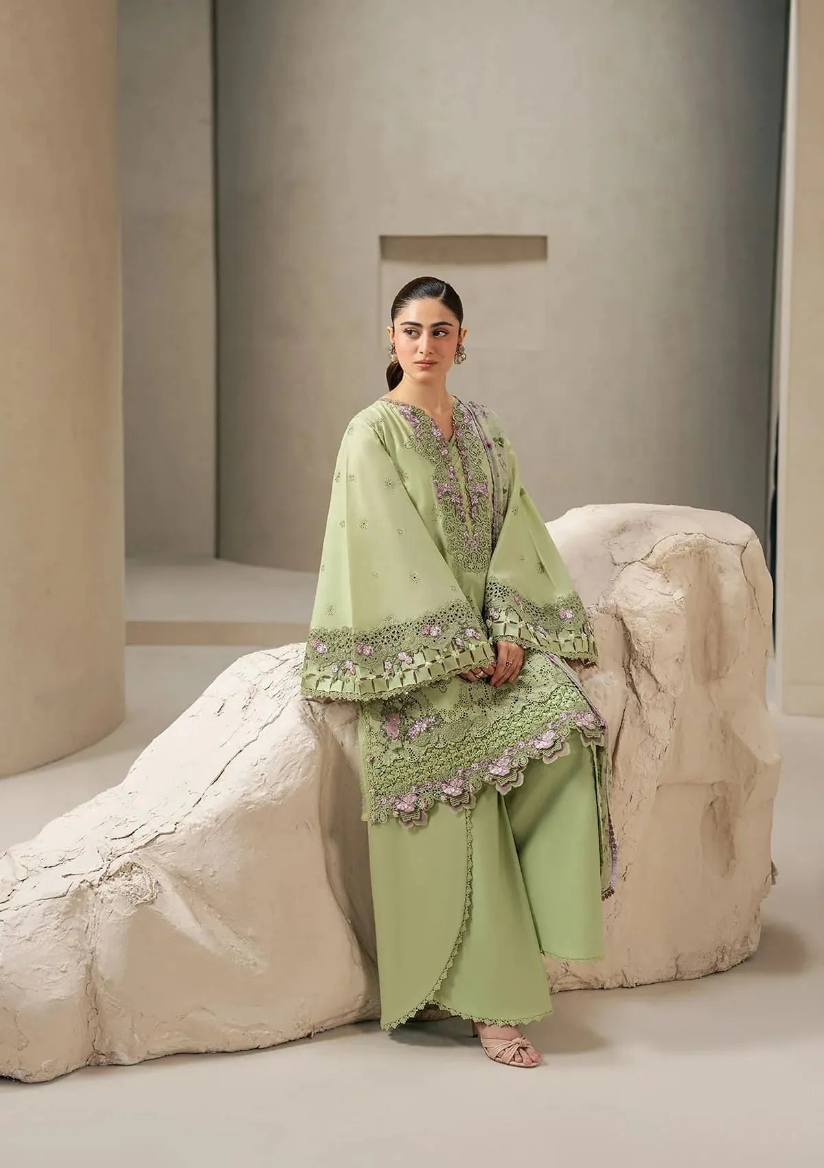 Elaf E-Craft Chikankari Lawn'26 EHC-6A BASIL