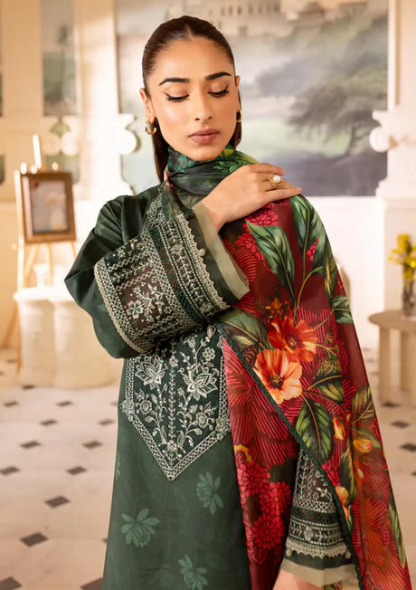 Farasha Seraya Emb Lawn'24 D-06 JADE - Mohsin Saeed Fabrics
