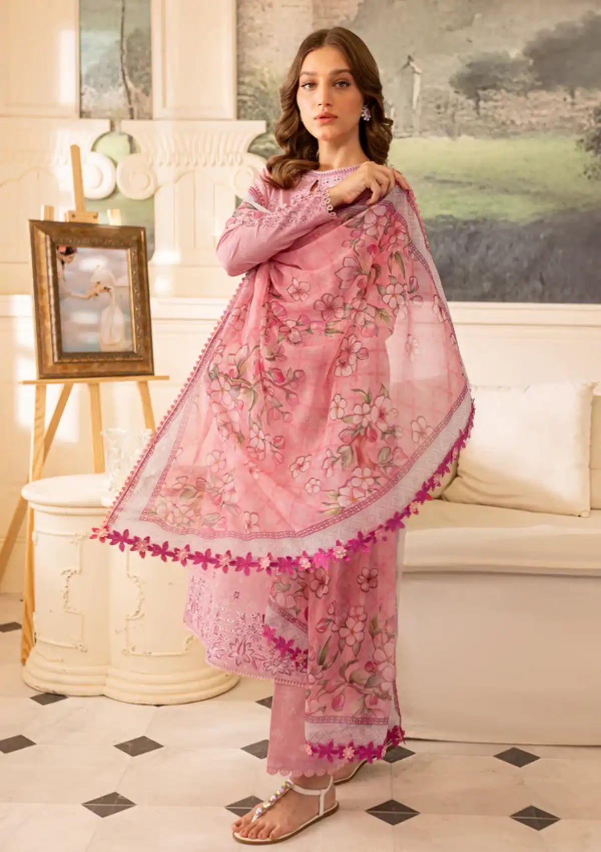 Farasha Seraya Emb Lawn'24 D-04 DAISY - Mohsin Saeed Fabrics