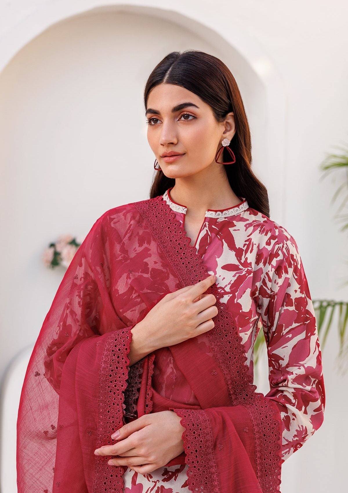 Farasha Printed Lawn'24 Jasmine Rose - Mohsin Saeed Fabrics