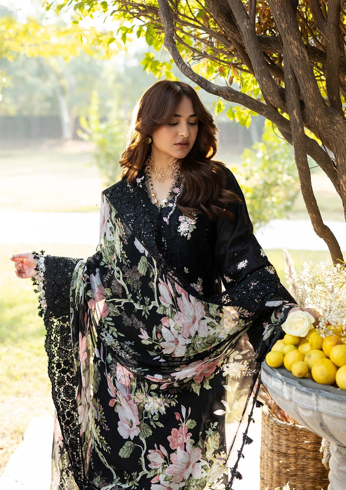 Elaf Luxury Lawn'26 ELY-2B MIDNIGHT BLOSSOM