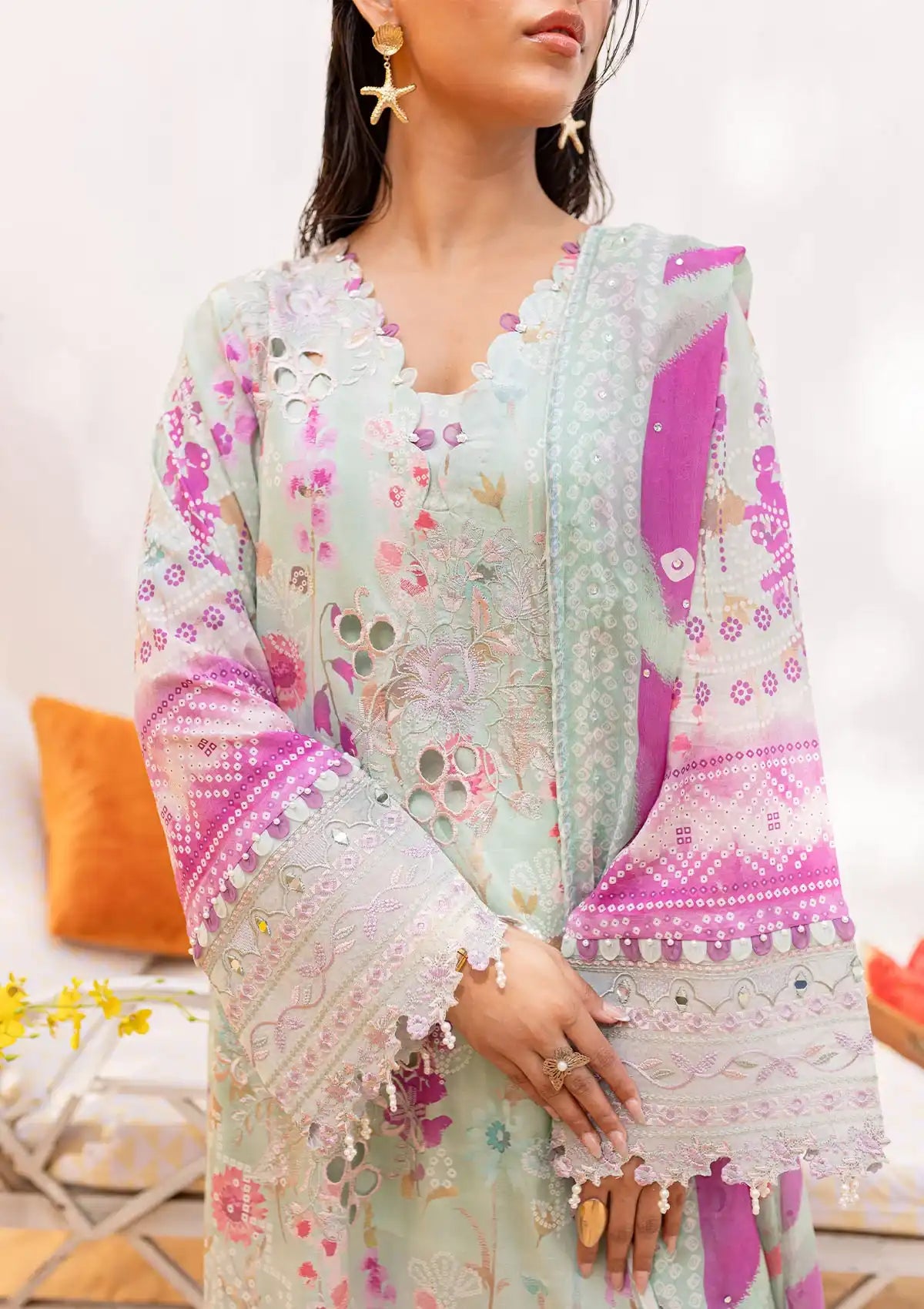 Nureh Gardenia Emb Lawn'24 NS-136-A - Mohsin Saeed Fabrics