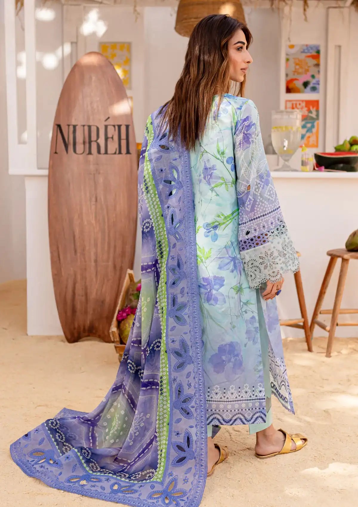 Nureh Gardenia Emb Lawn'24 NS-130-A - Mohsin Saeed Fabrics