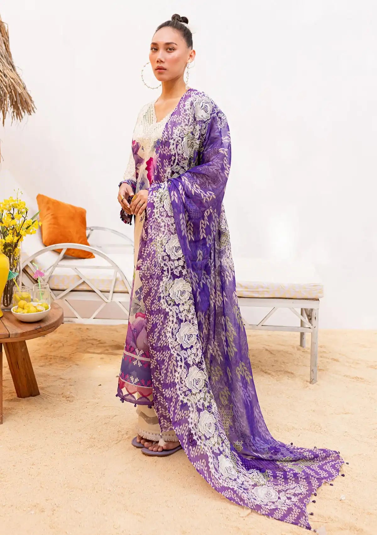 Nureh Gardenia Emb Lawn'24 NS-138-A - Mohsin Saeed Fabrics