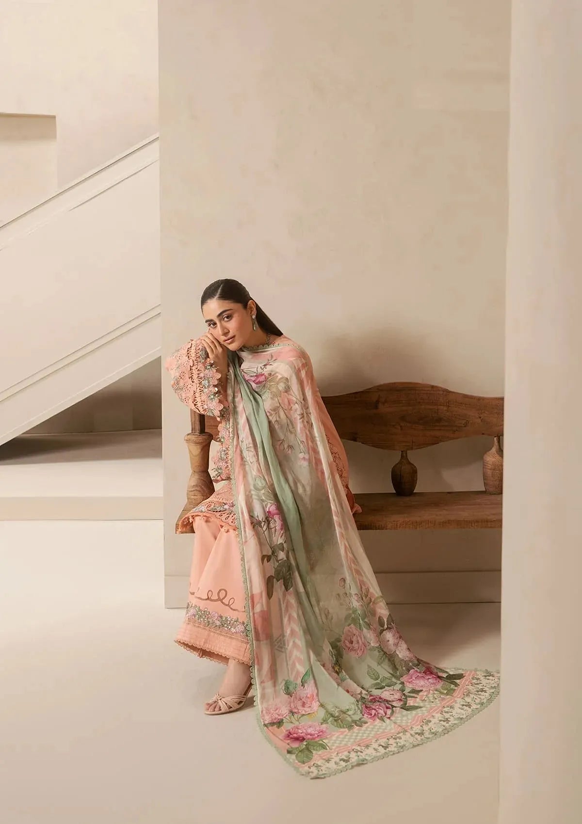 Elaf E-Craft Chikankari Lawn'26 EHC-3B DUSTROSE