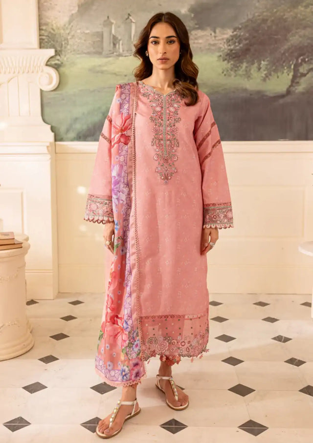 Farasha Seraya Emb Lawn'24 D-07 FLORA - Mohsin Saeed Fabrics