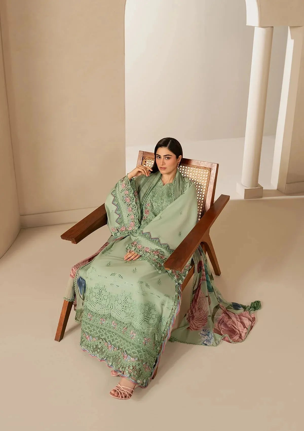 Elaf E-Craft Chikankari Lawn'26 EHC-4B ALOE